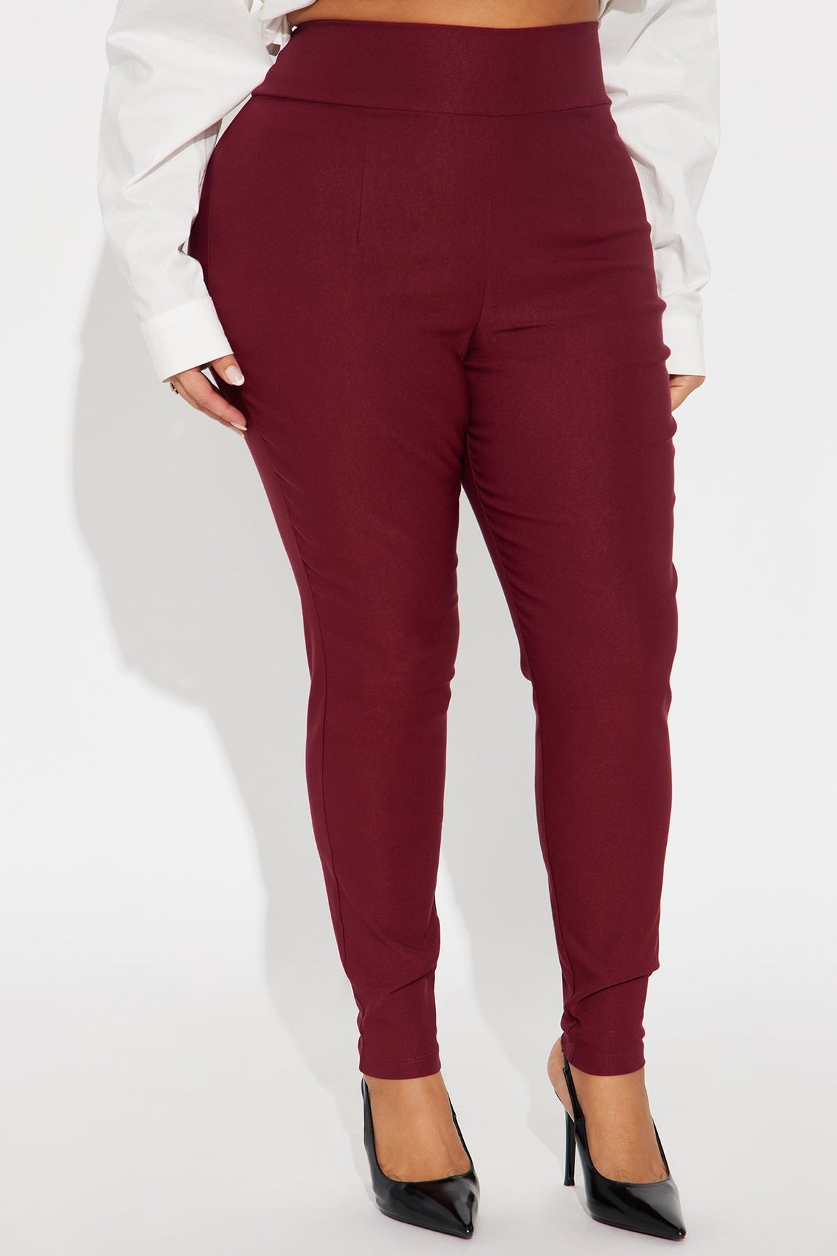 Venetian High Rise Pants - Burgundy