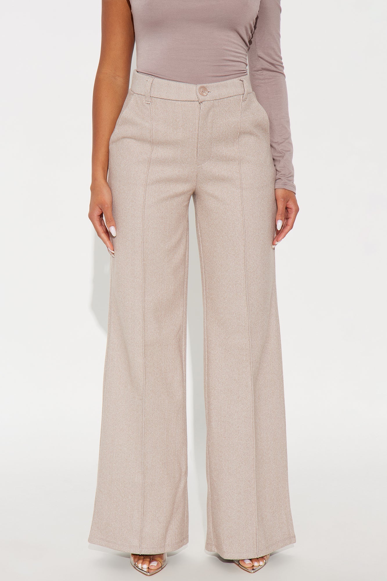 Marlena High Rise Wide Leg Pant 33 - Beige