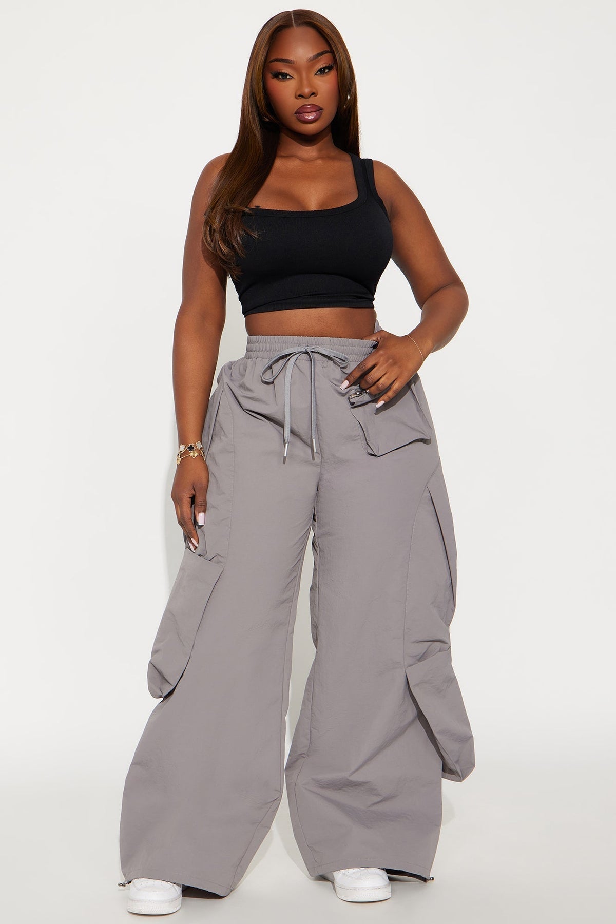 Mind Your Own Business Parachute Jogger - Grey