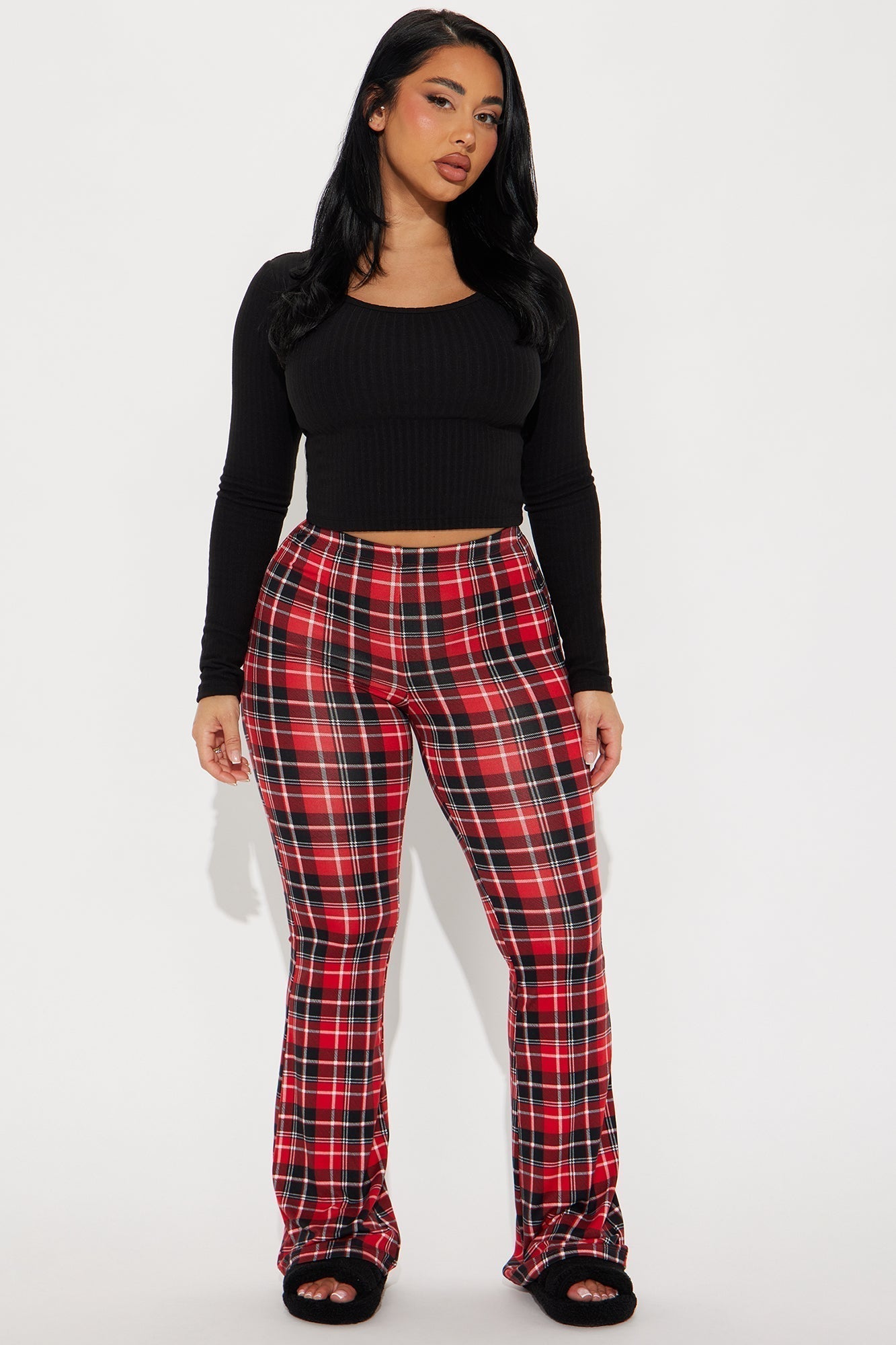 Anastasia Plaid Flare Pant - Red/combo