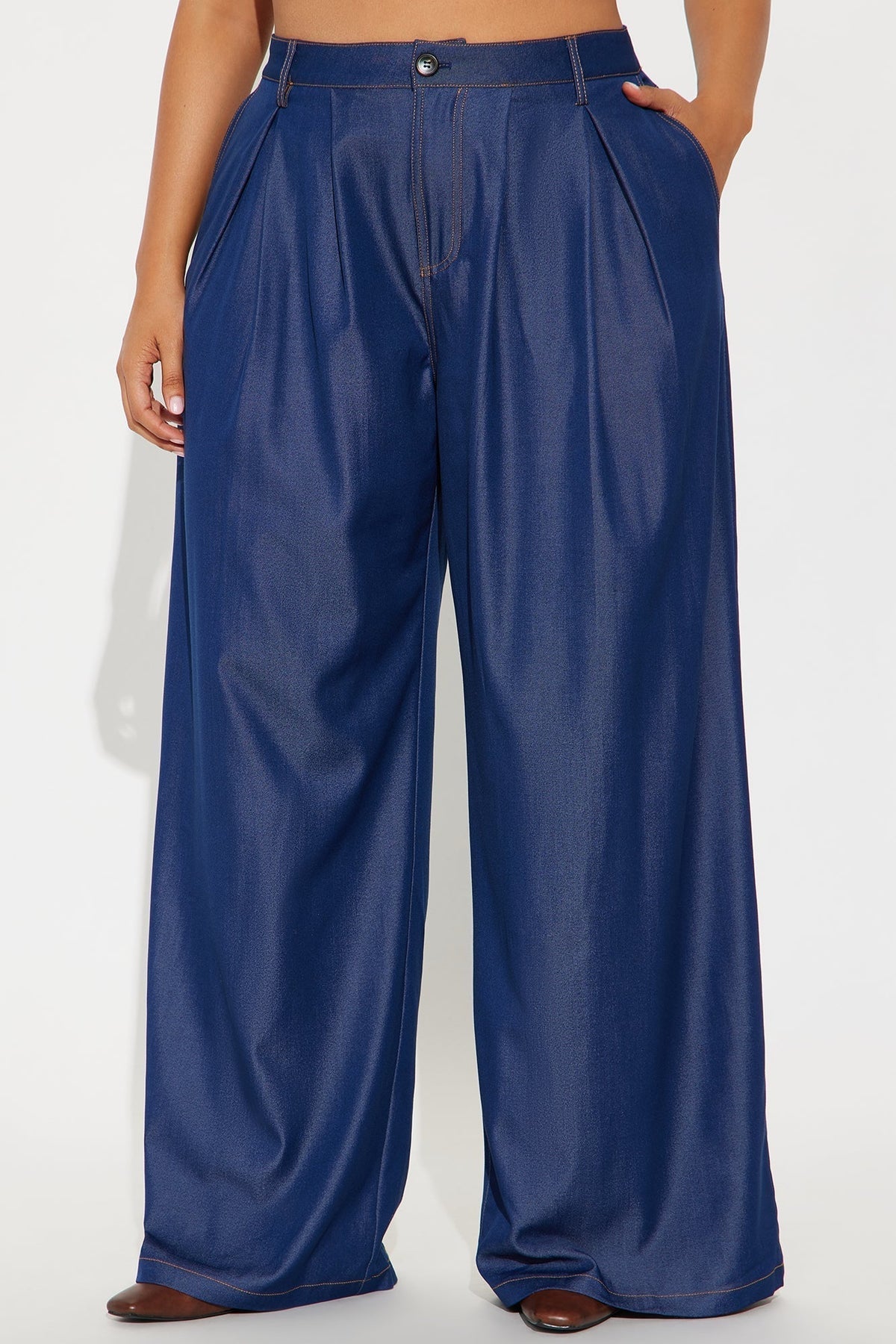 The Perfect Moment Chambray Wide Leg Pant 33 - Dark Wash
