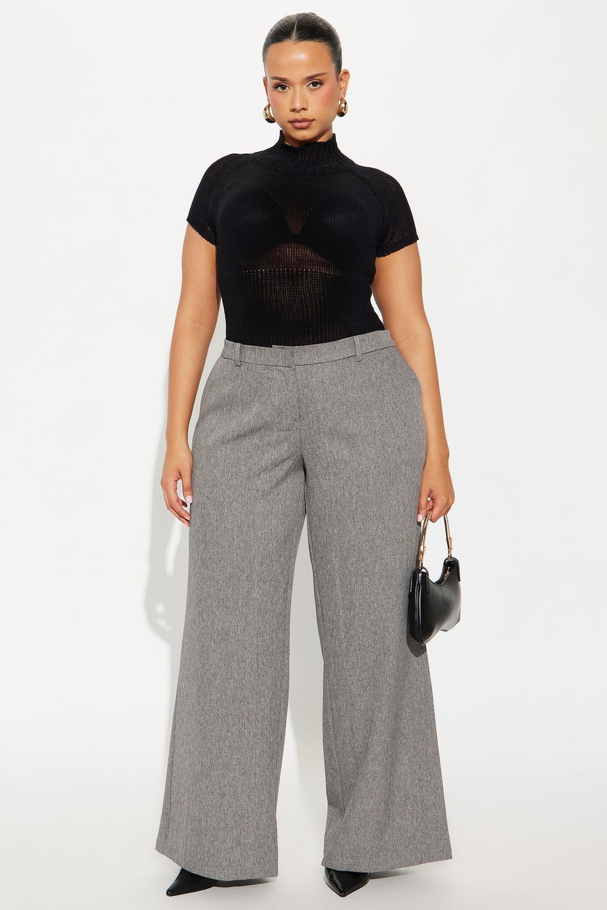 Ava Crepe Wide Leg Trousers 33 - Light Grey