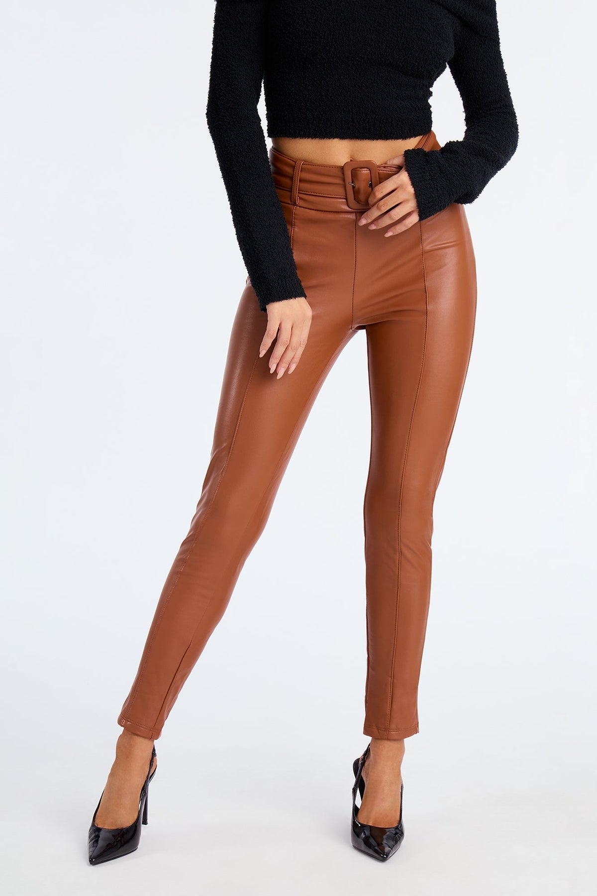GNO Faux Leather Skinny Pant - Camel
