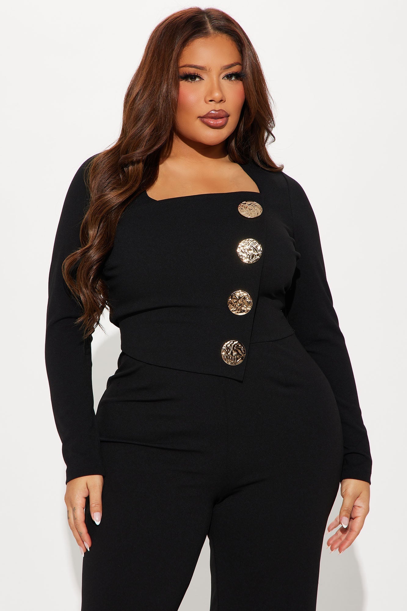 Like You Mean It Long Sleeve Jumpsuit - Black