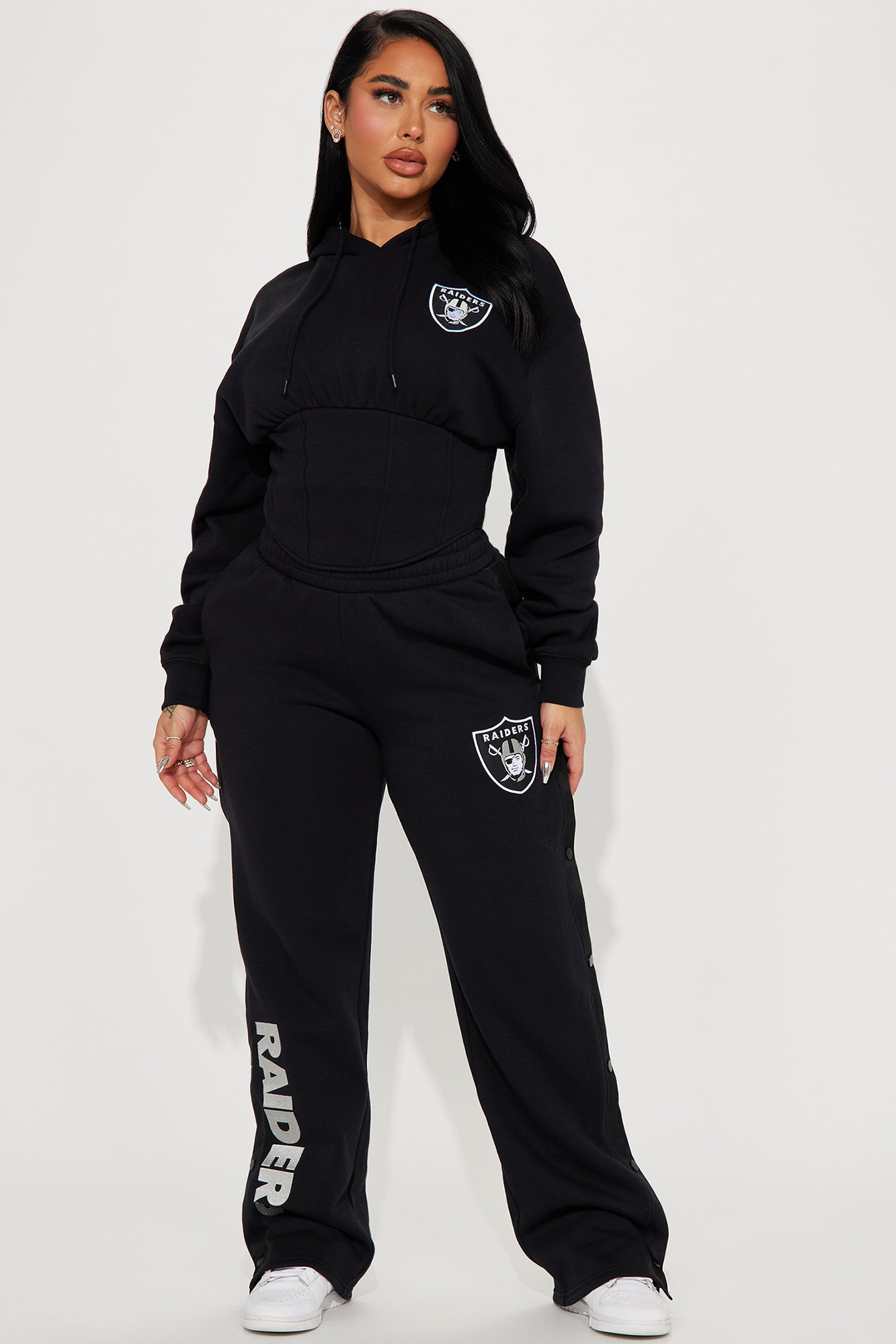 Raiders Corset Hoodie - Black