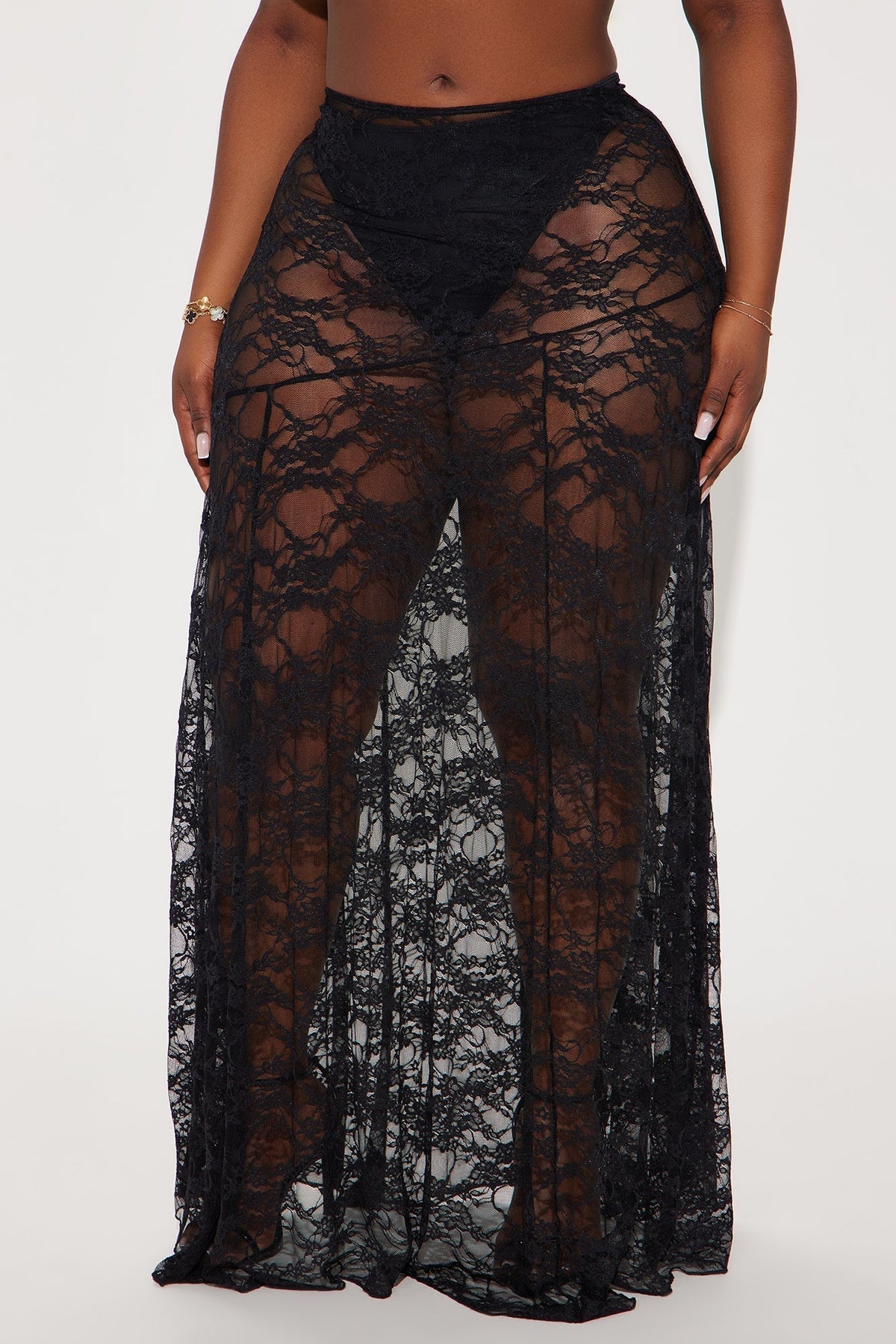 Out Of Touch Lace Maxi Skirt - Black