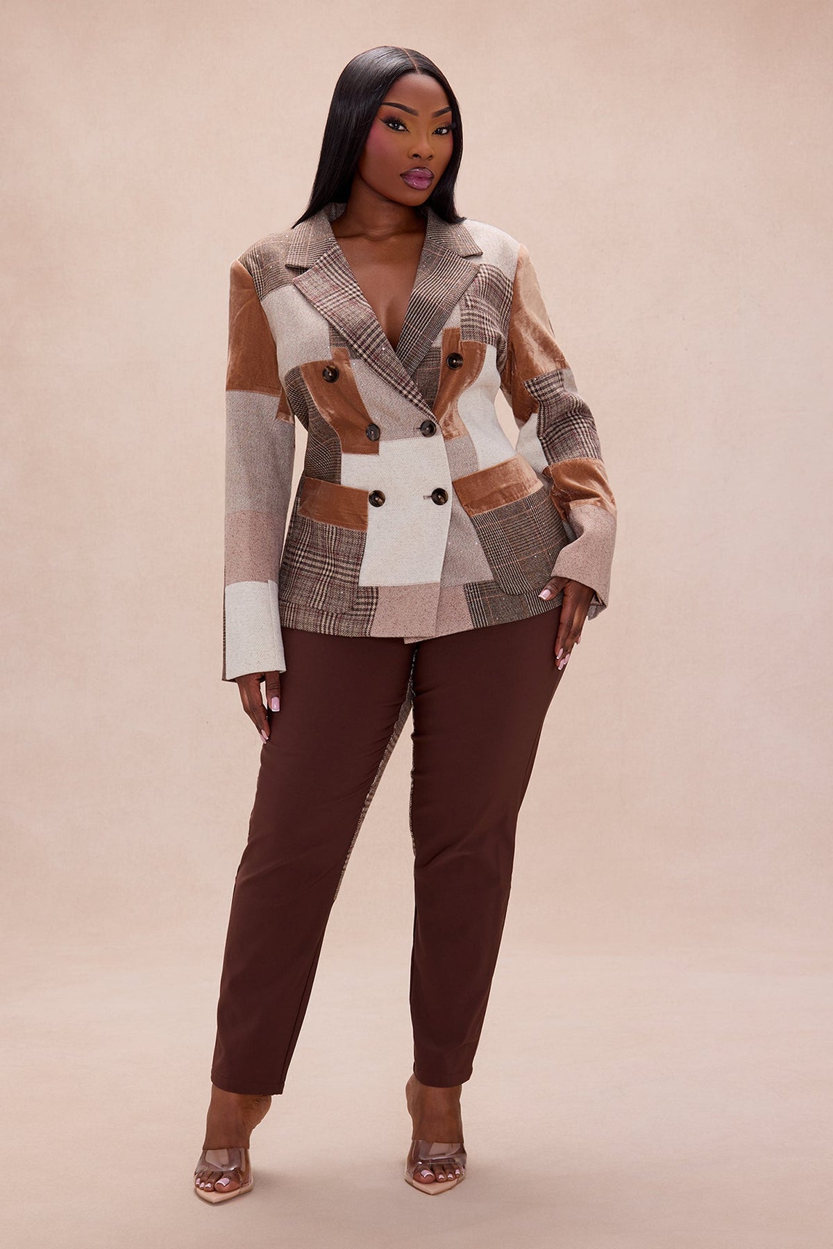 Harlow Embellished Plaid Riding Pant - Dark Brown