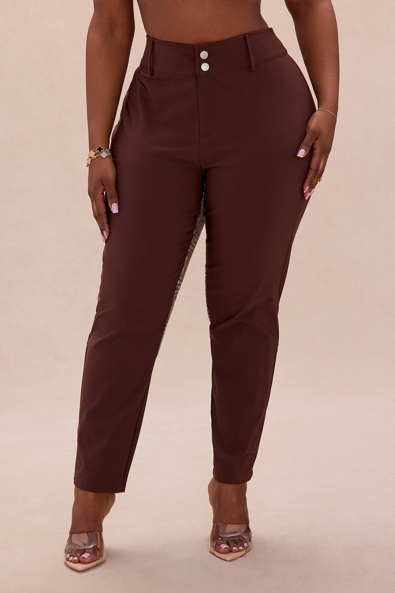 Harlow Embellished Plaid Riding Pant - Dark Brown