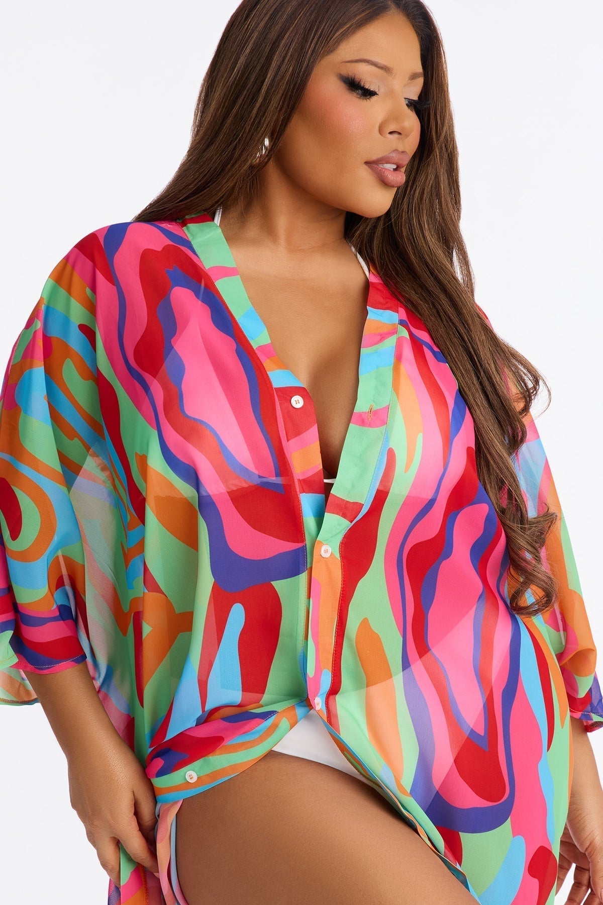 Kairi Cover Up Maxi Kaftan Dress - Multi Color
