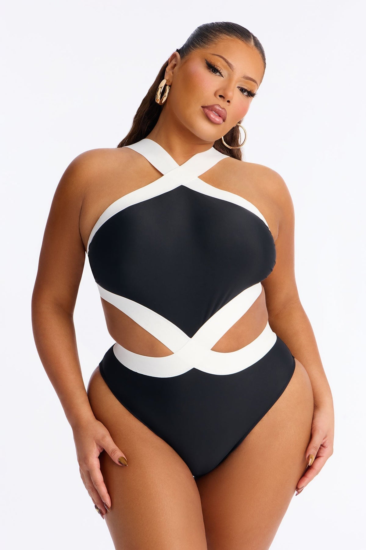 Isabel 1 Piece Swimsuit - Black/White
