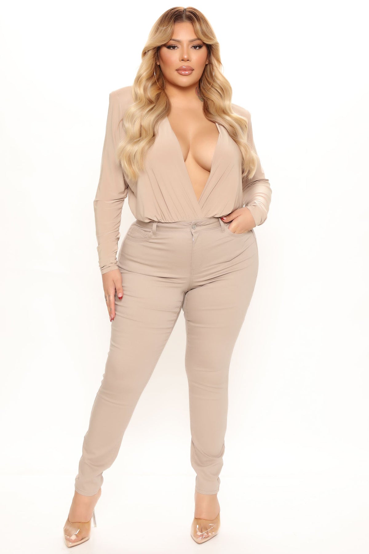 Casual Day Skinny Pants - Khaki