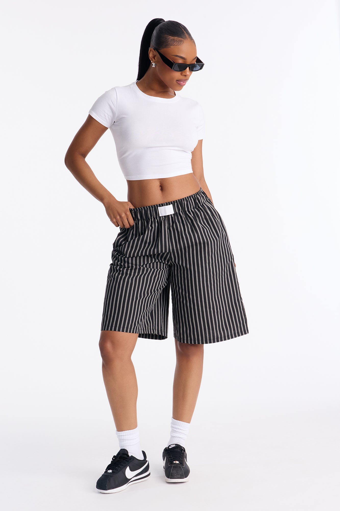 Aurora Striped Boxer Short - Black/White