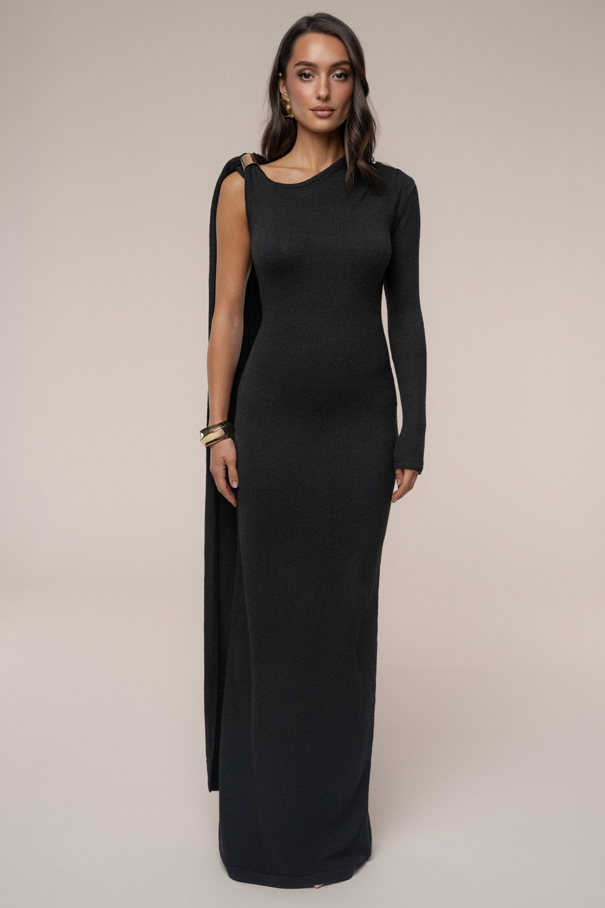 Black Aniza Drape Maxi Dress