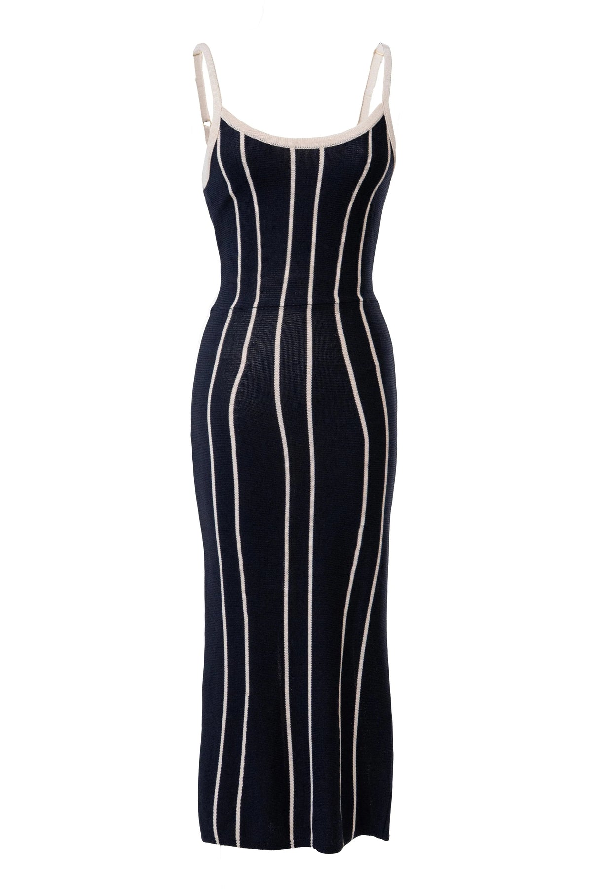 Navy/Ivory Parallel Elegance Midi Dress