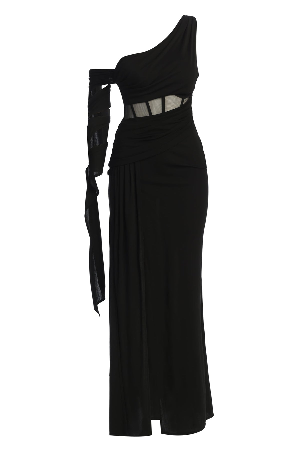 Black Naida Drape Maxi Dress