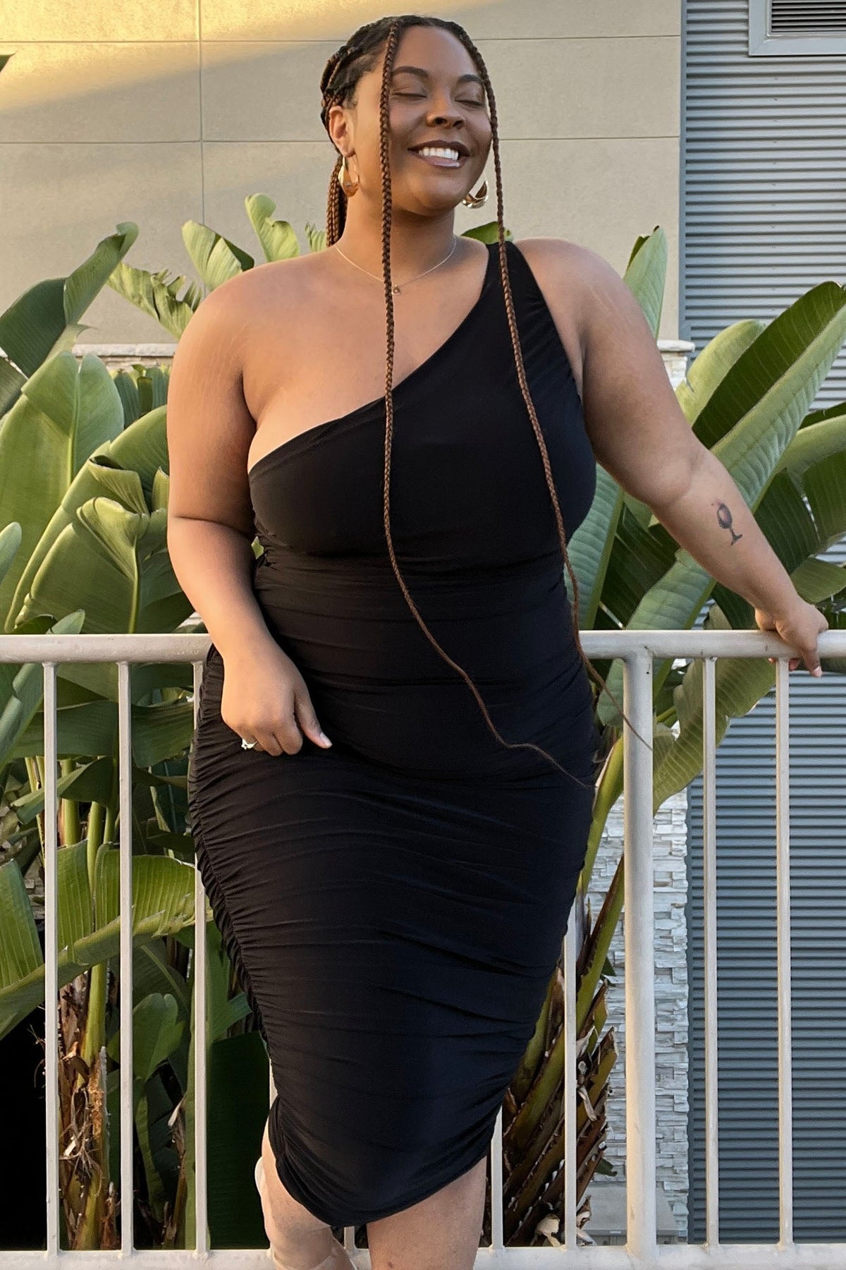 My Man And Me Ruched Midi Dress - Black