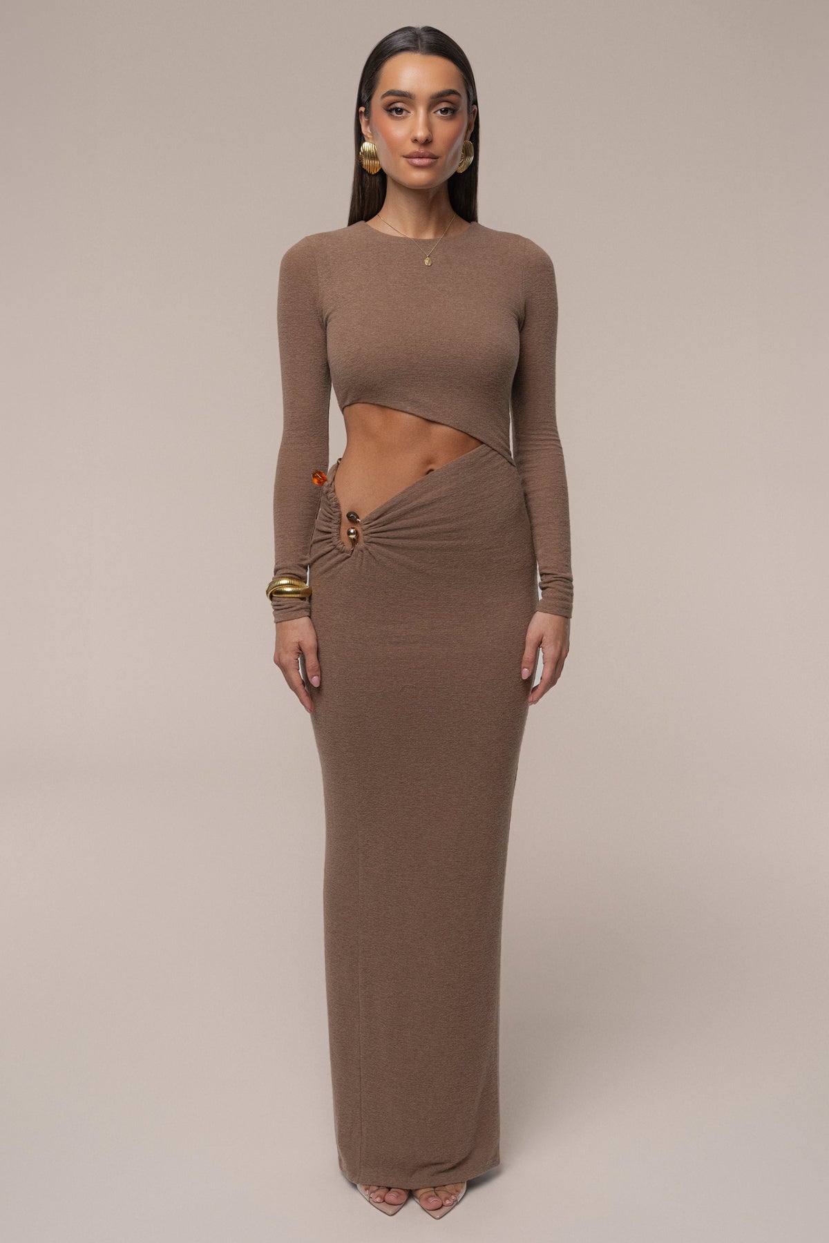 Chocolate Summer Romance Cutout Dress