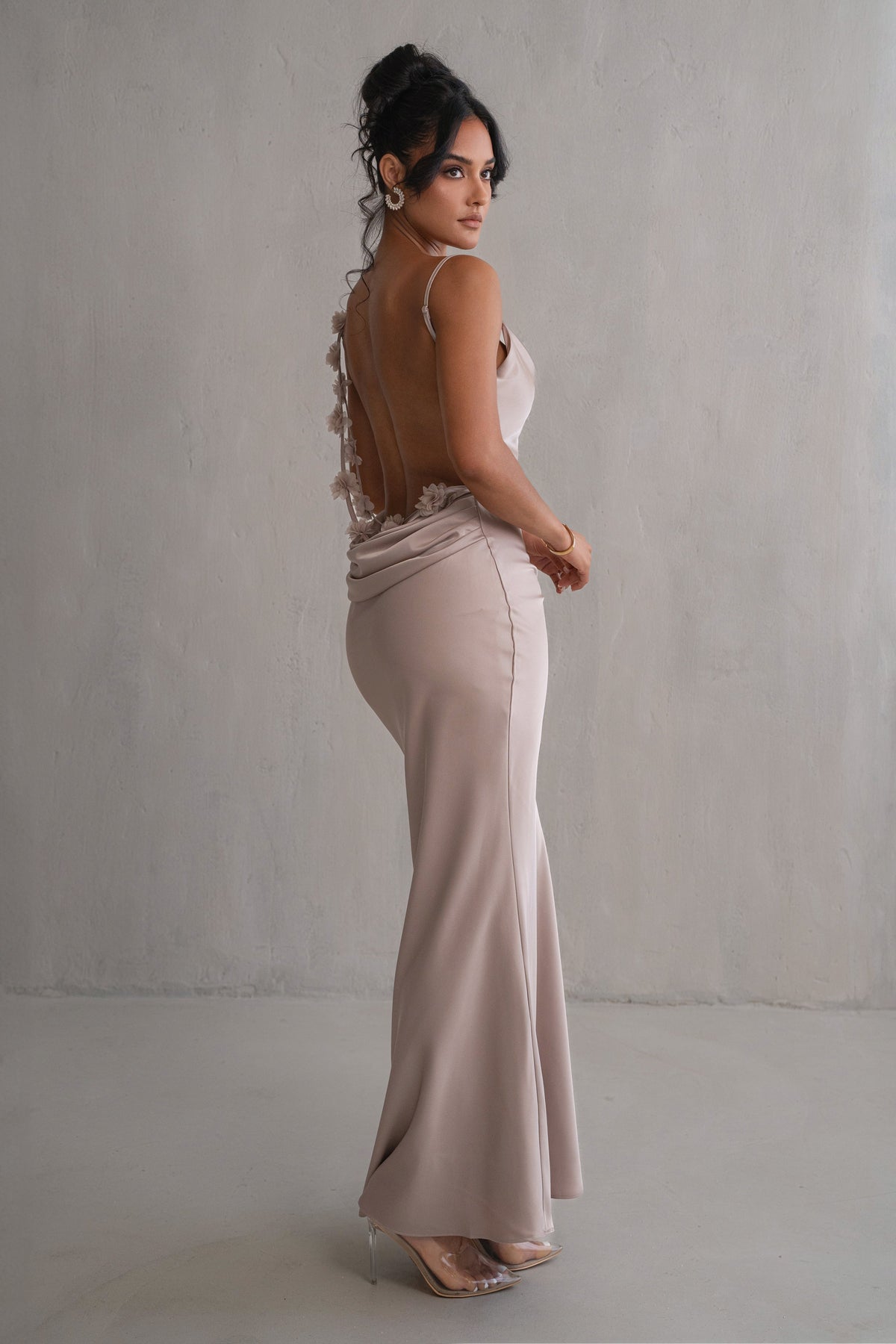 Bronze Down The Aisle Satin Gown