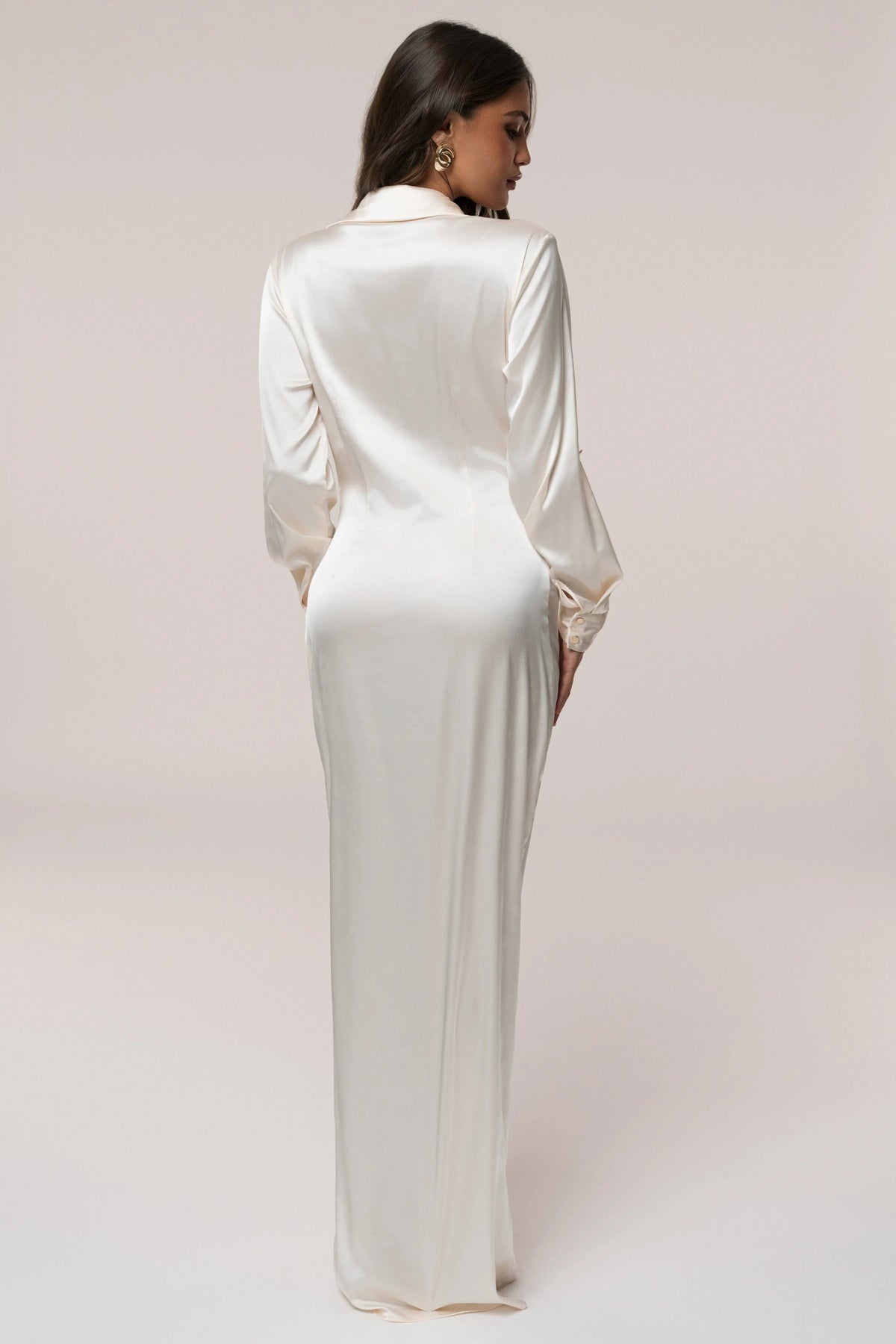 White Arabella Satin Maxi Dress