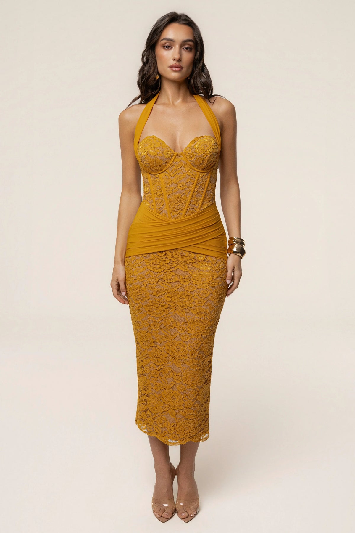 PRE-ORDER Yellow Royal Romance Halter Dress