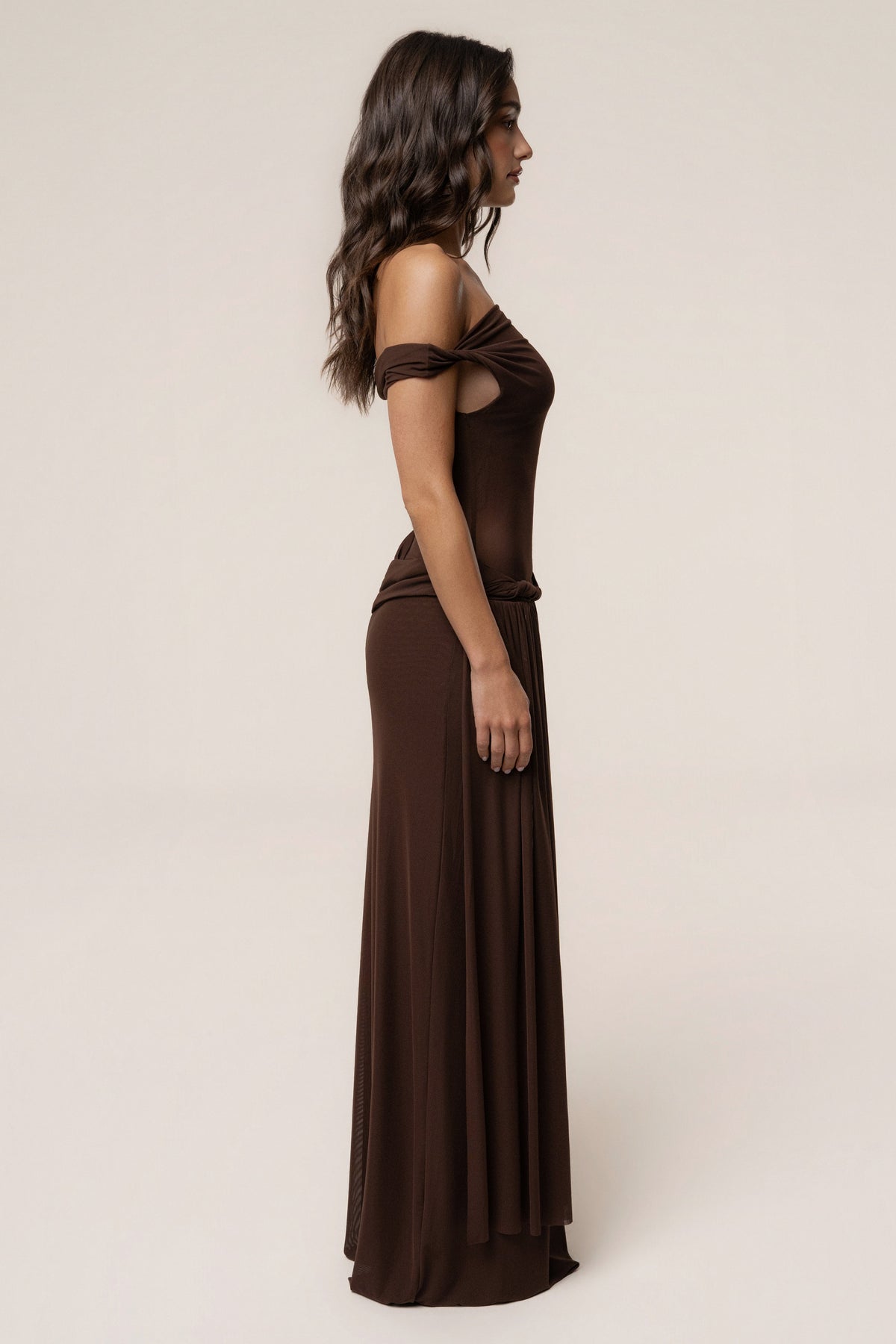 Brown Serenity Drape Gown