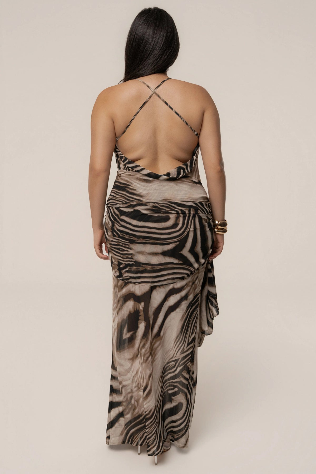 Brown Zebra Print Infinite Journey Maxi Dress