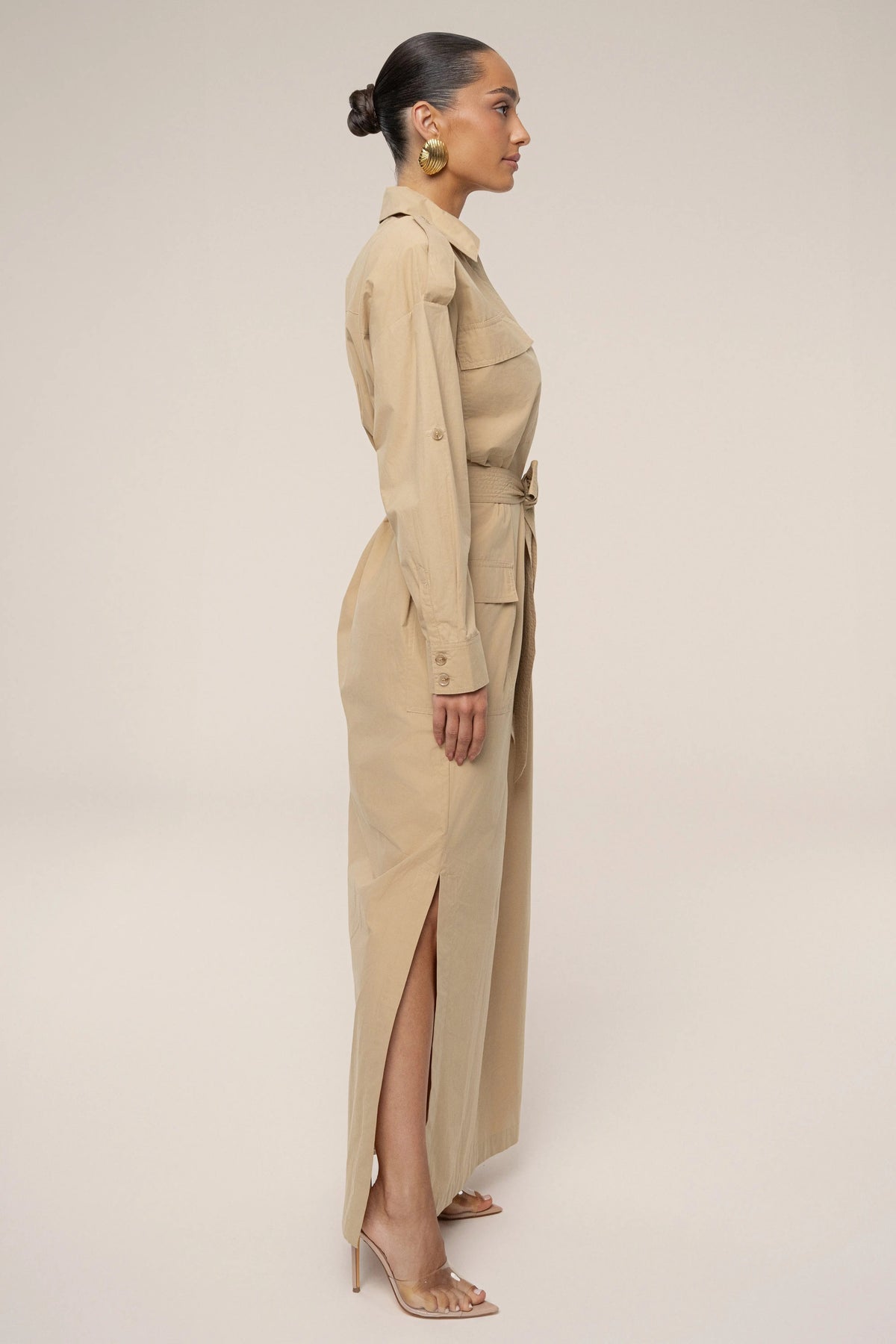 Khaki Harbor Shore Belted Maxi Dress