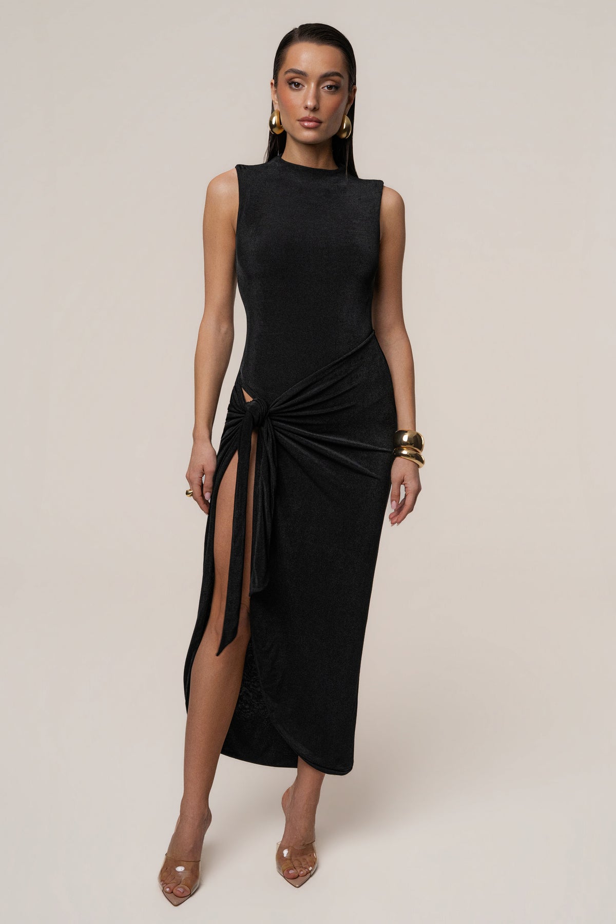Black Aubree Midi Dress