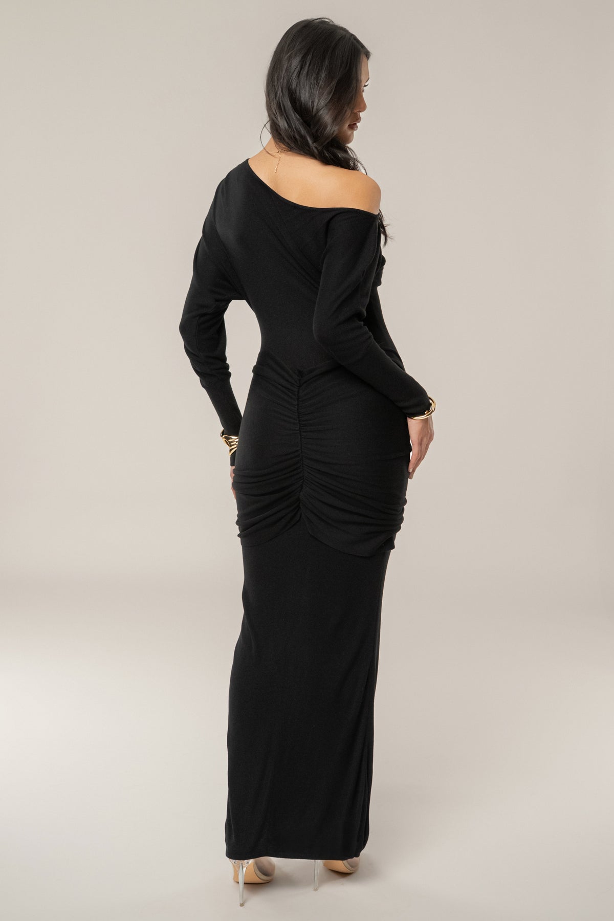 Black Dawn Drape Maxi Dress