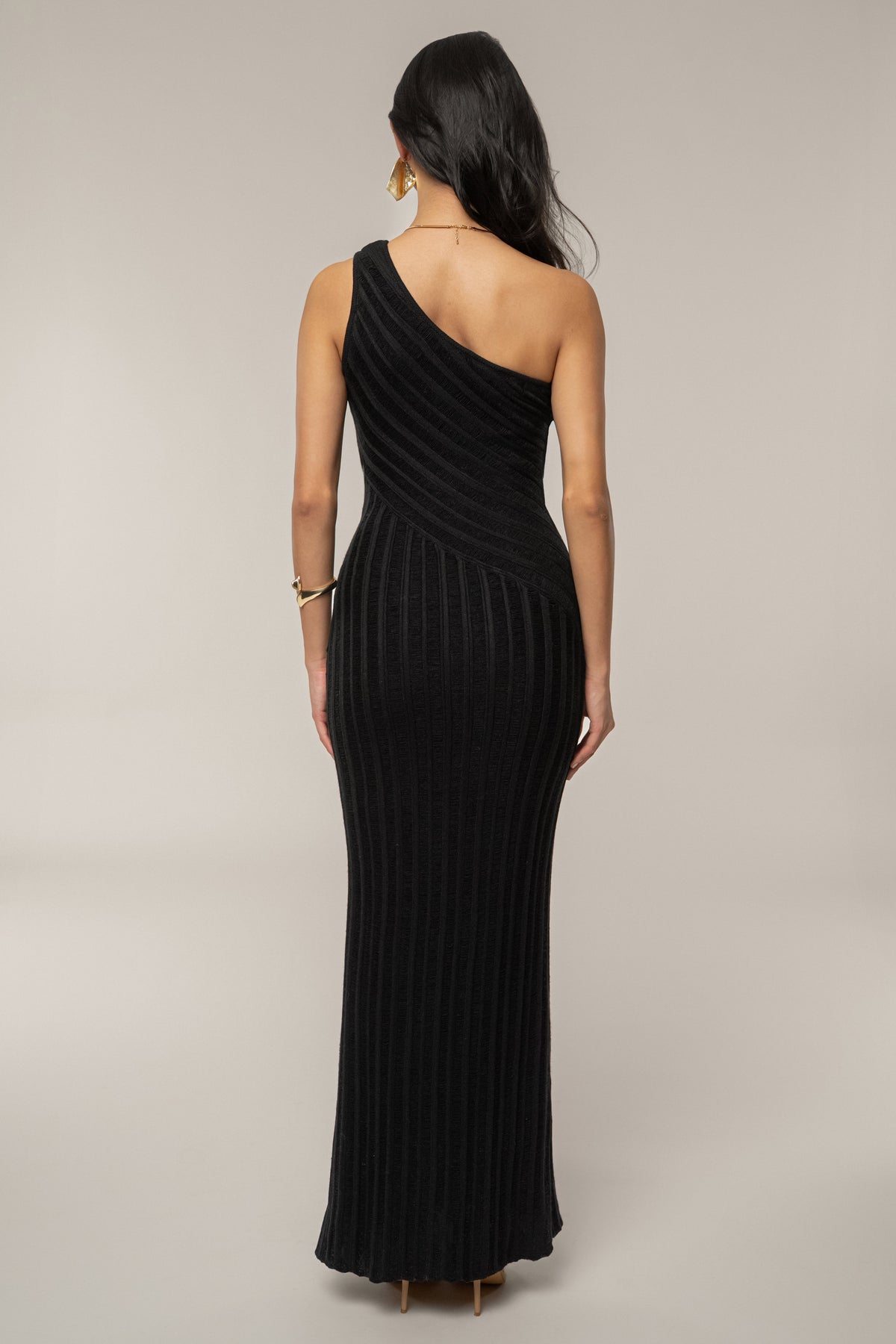 Black Fringe Knit Maxi Dress