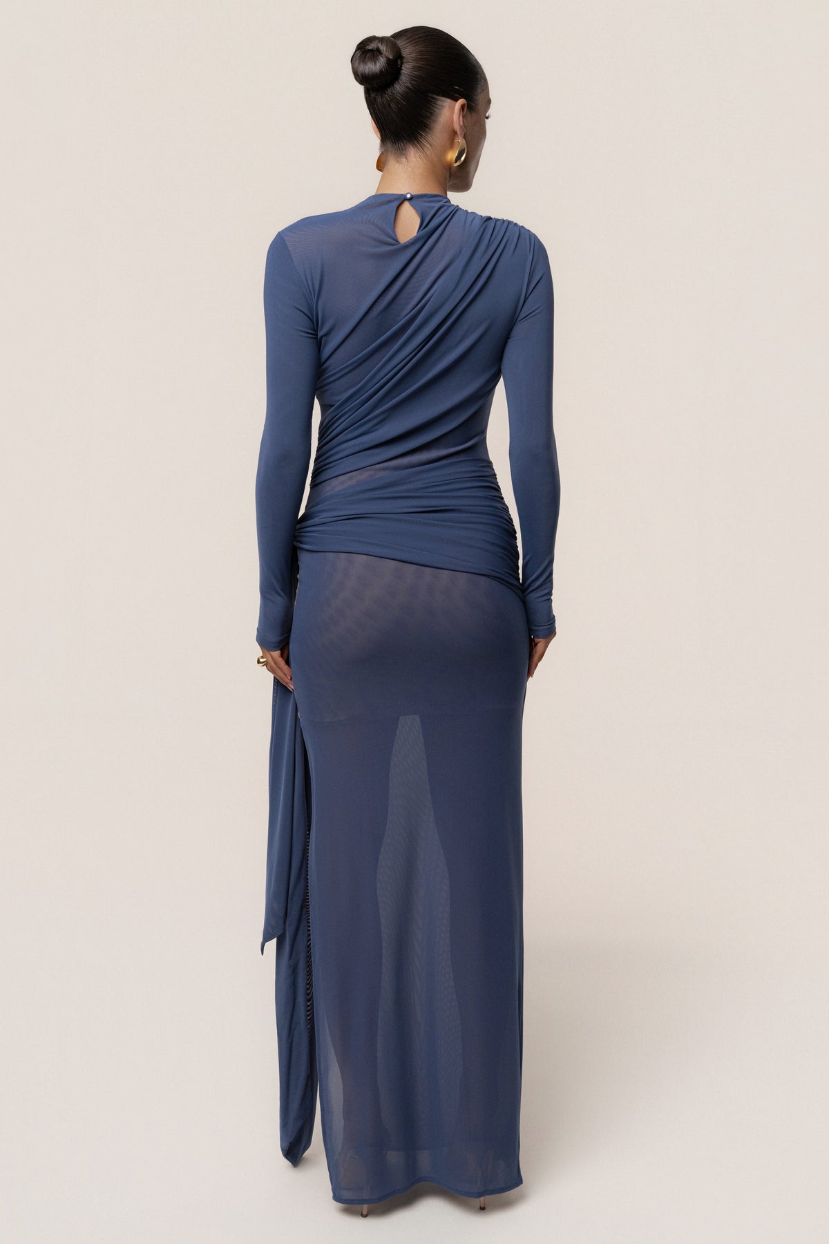 Navy Heatwave Mesh Maxi Dress