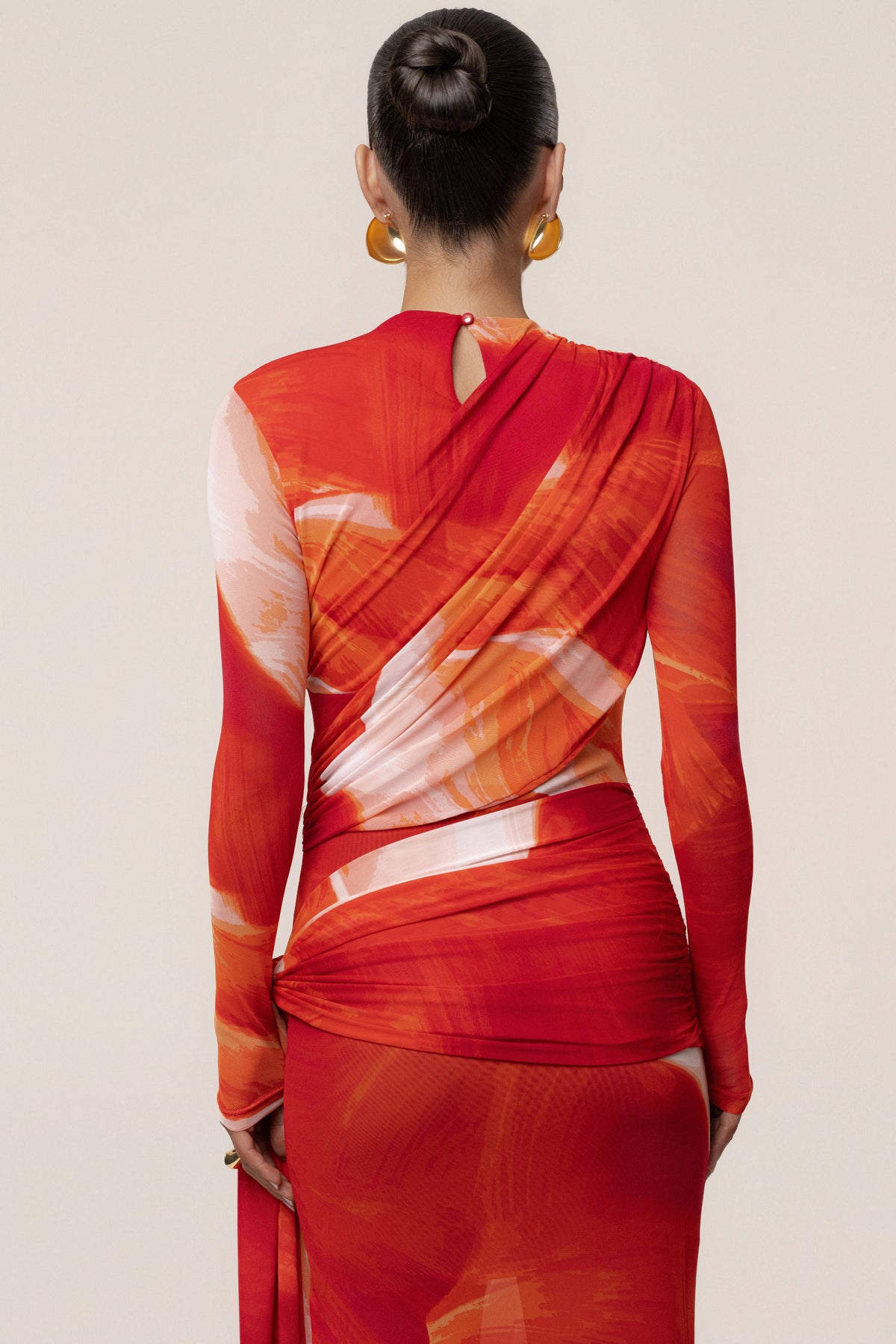 Sunset Red Heatwave Mesh Maxi Dress