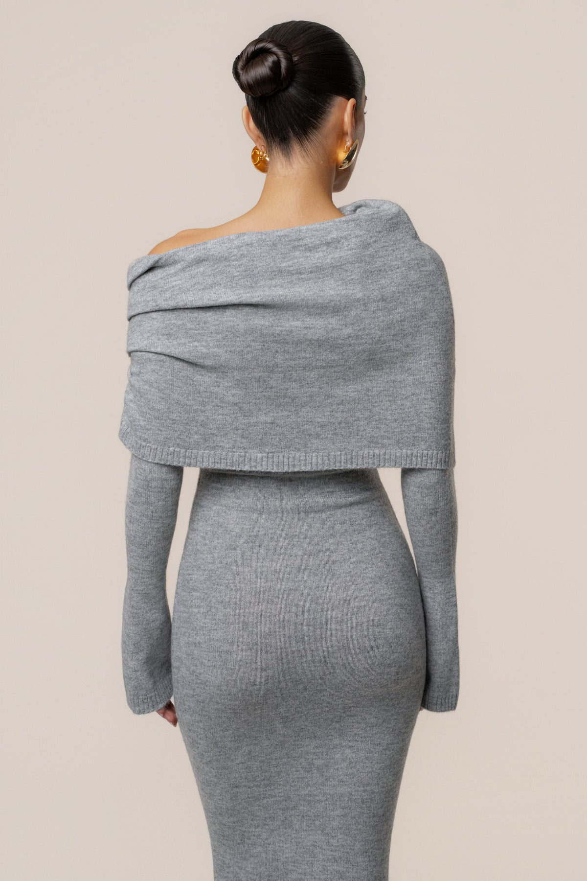 Grey Soft Haven Off-Shoulder Dress