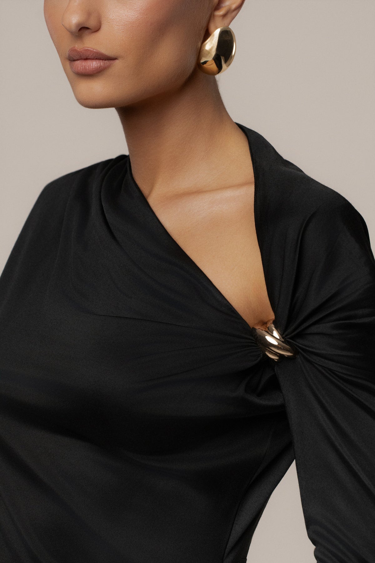 Black Glisten Slit Maxi Dress
