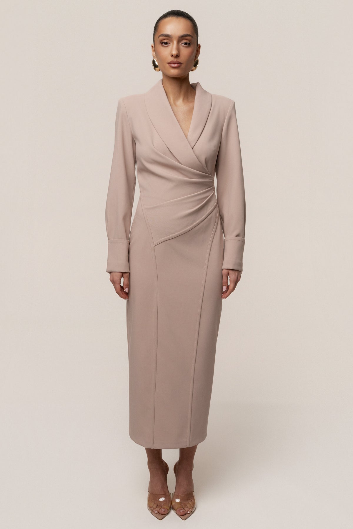 Taupe Manifest Blazer Midi Dress