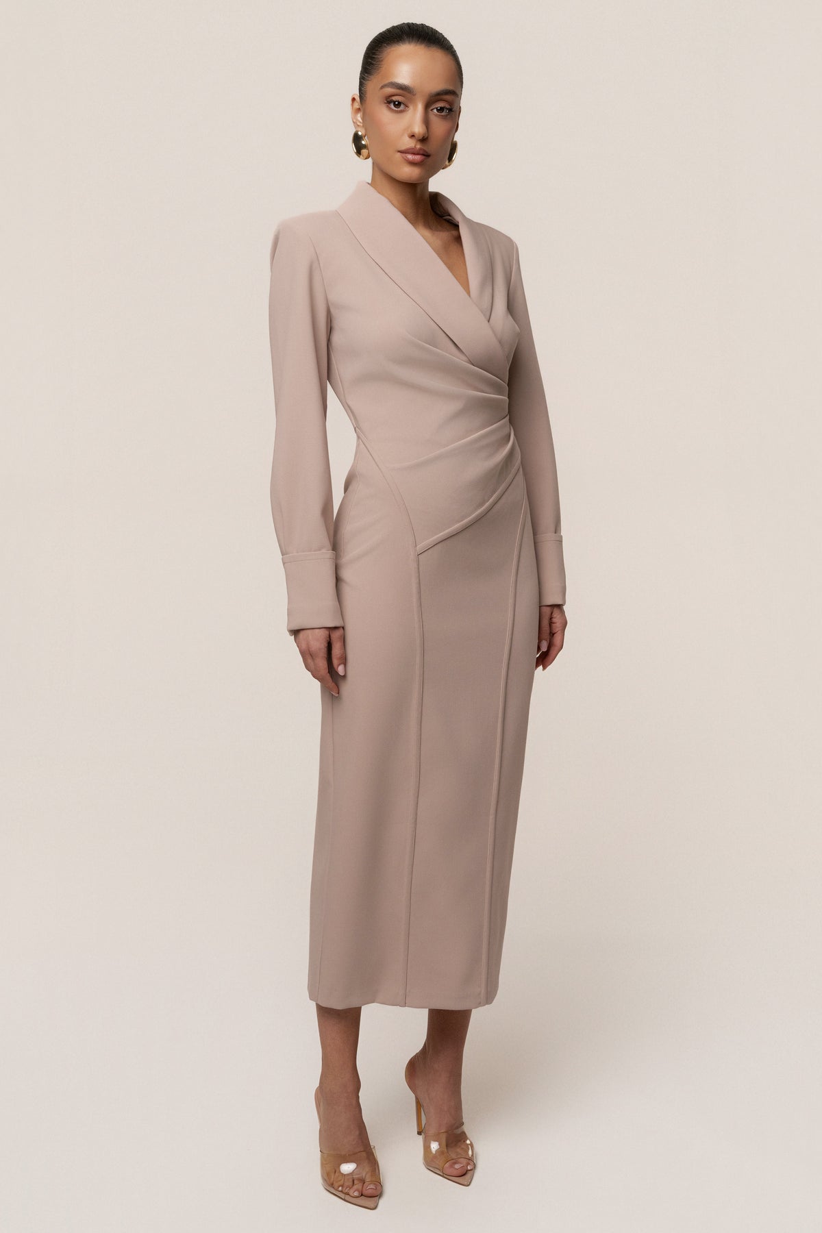Taupe Manifest Blazer Midi Dress