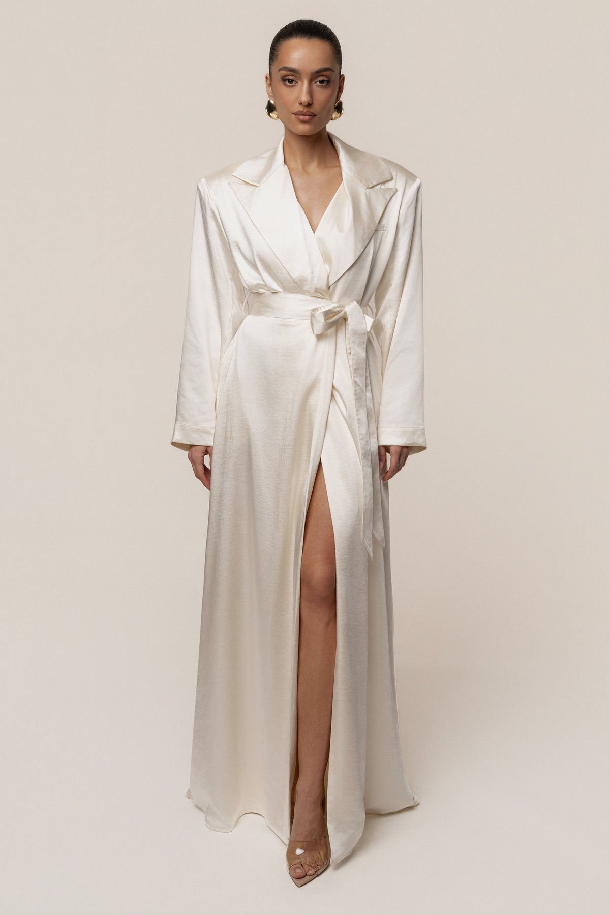 Ivory Satin Embrace Maxi Dress