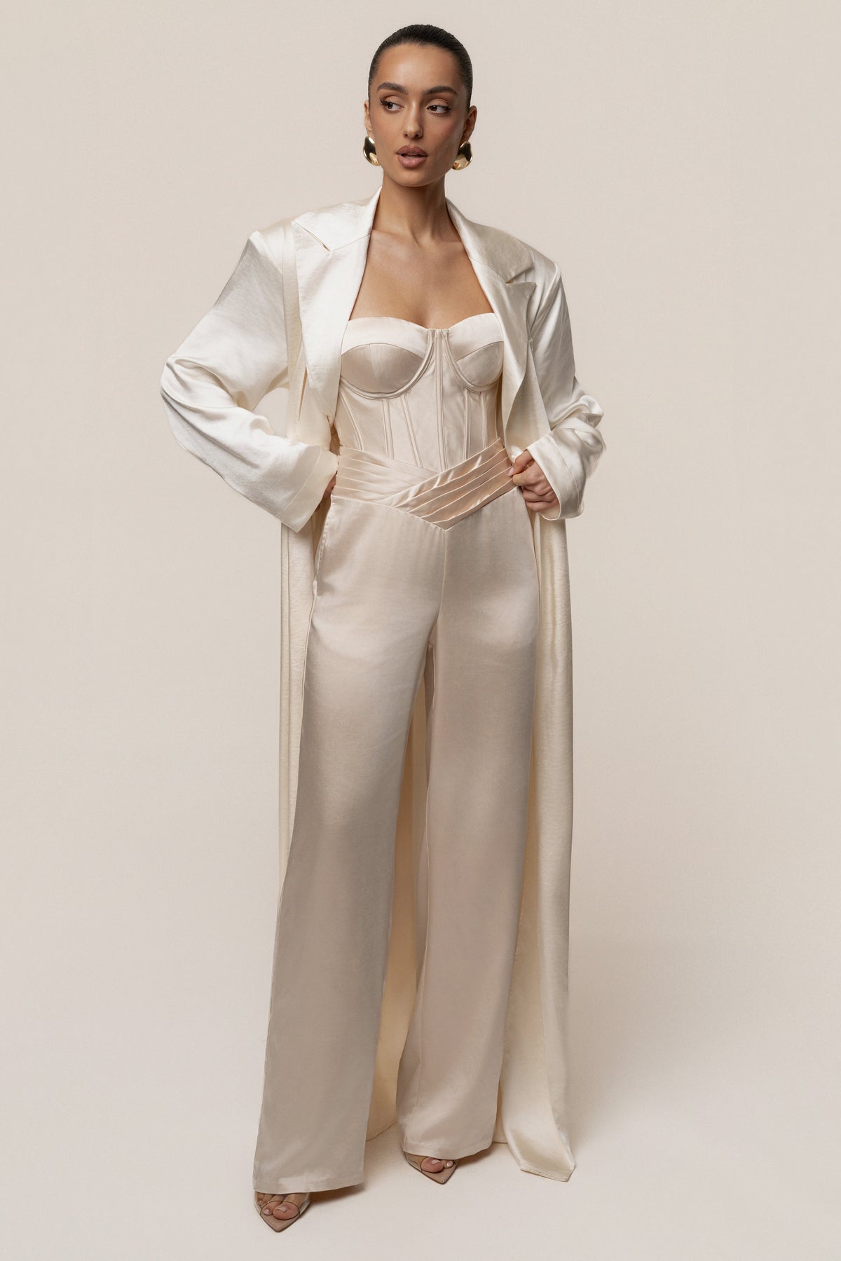 Ivory Satin Embrace Maxi Dress