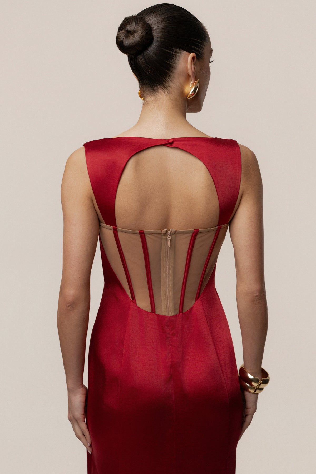 Red Amour Satin Maxi Dress