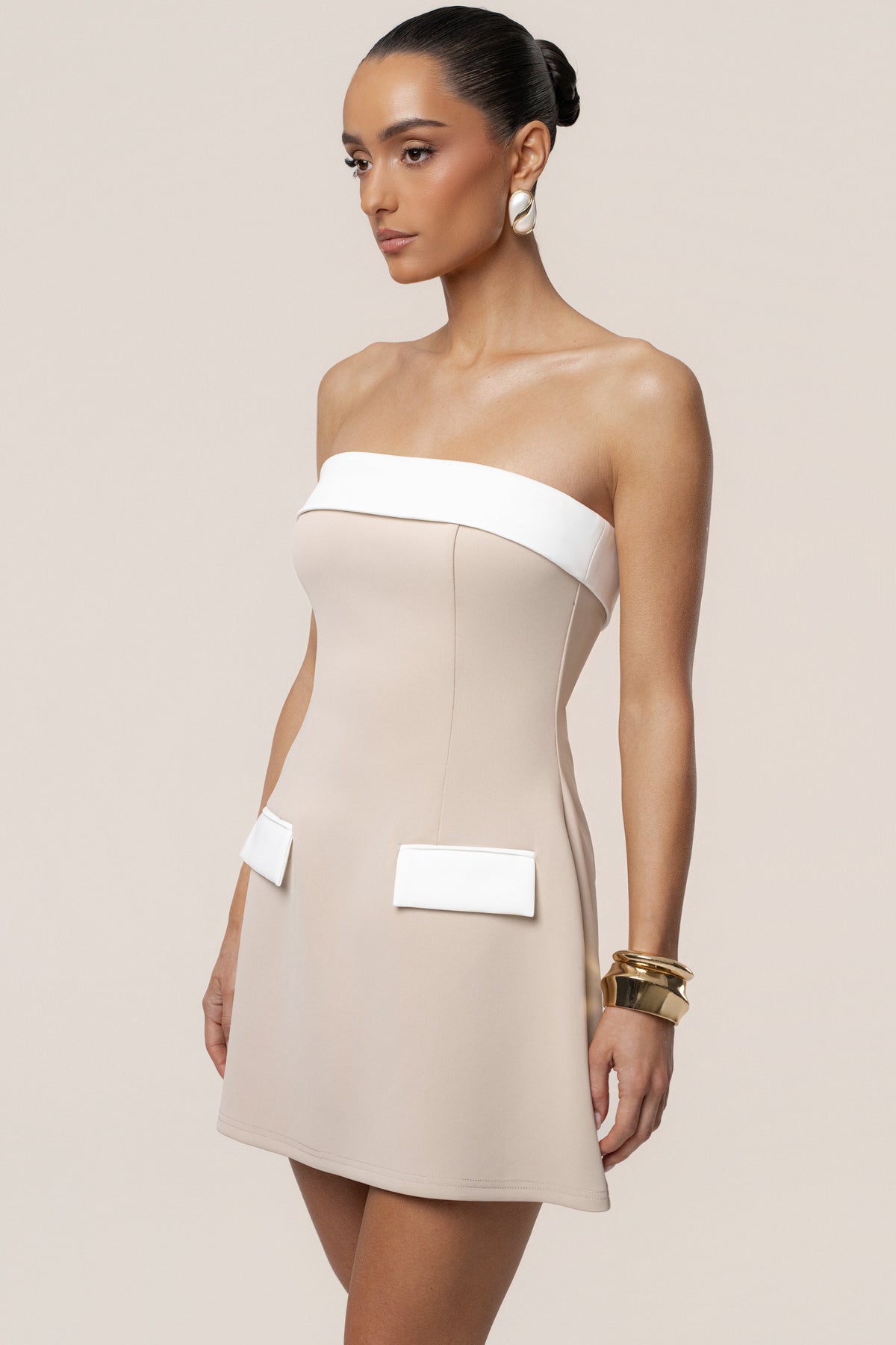 Beige Midnight Toast Mini Dress