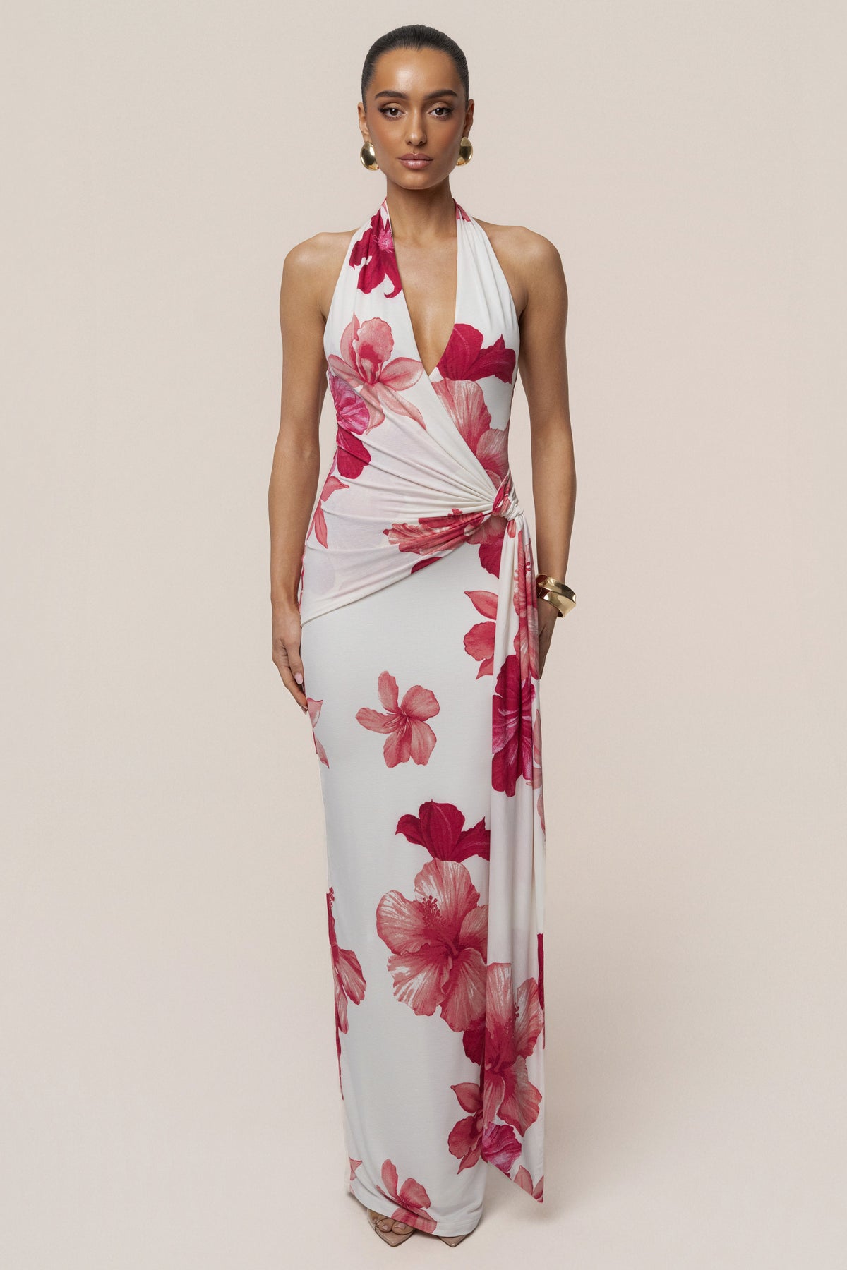 Red Floral Island Blossom Maxi Dress