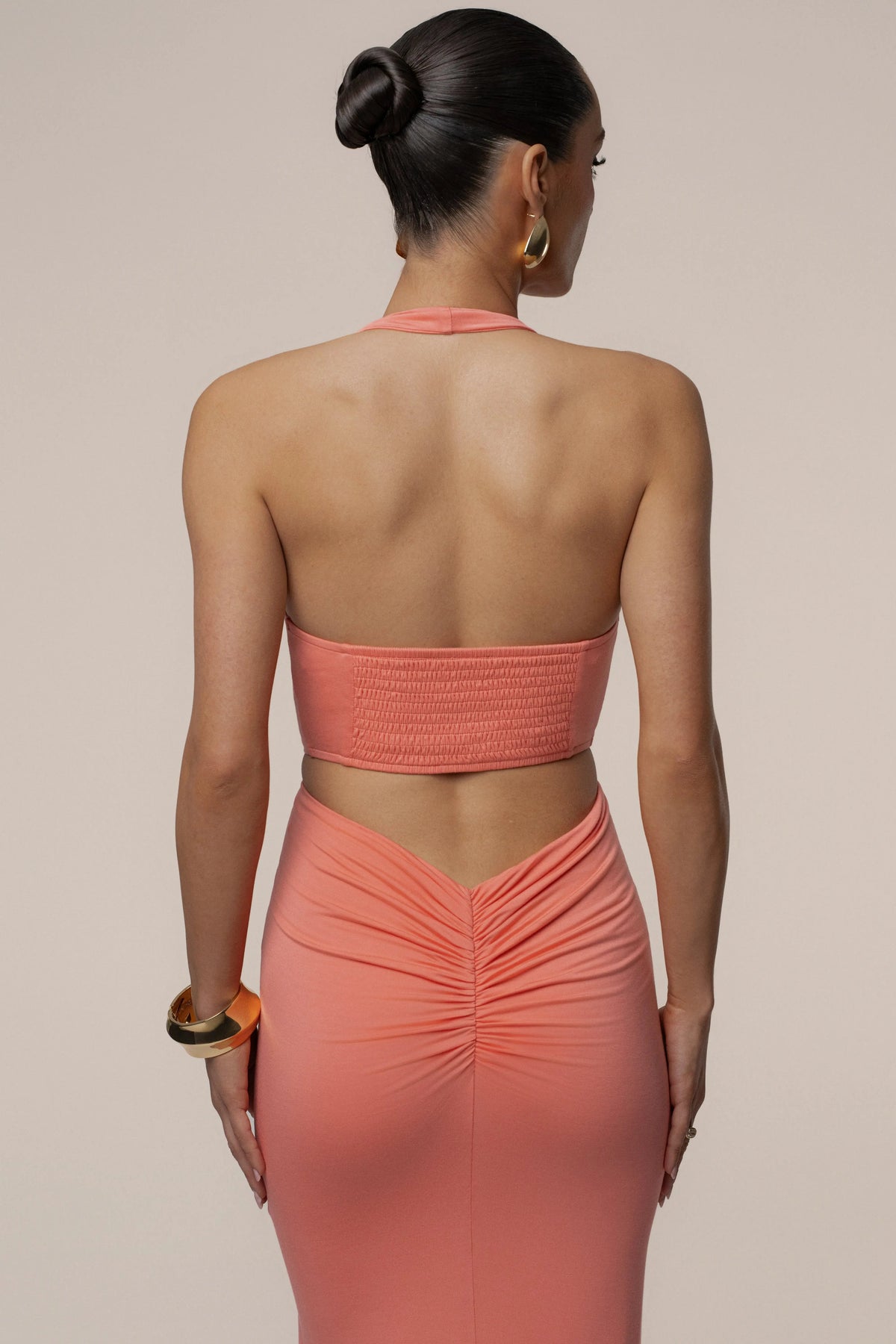 Coral Grand Evening Maxi Dress