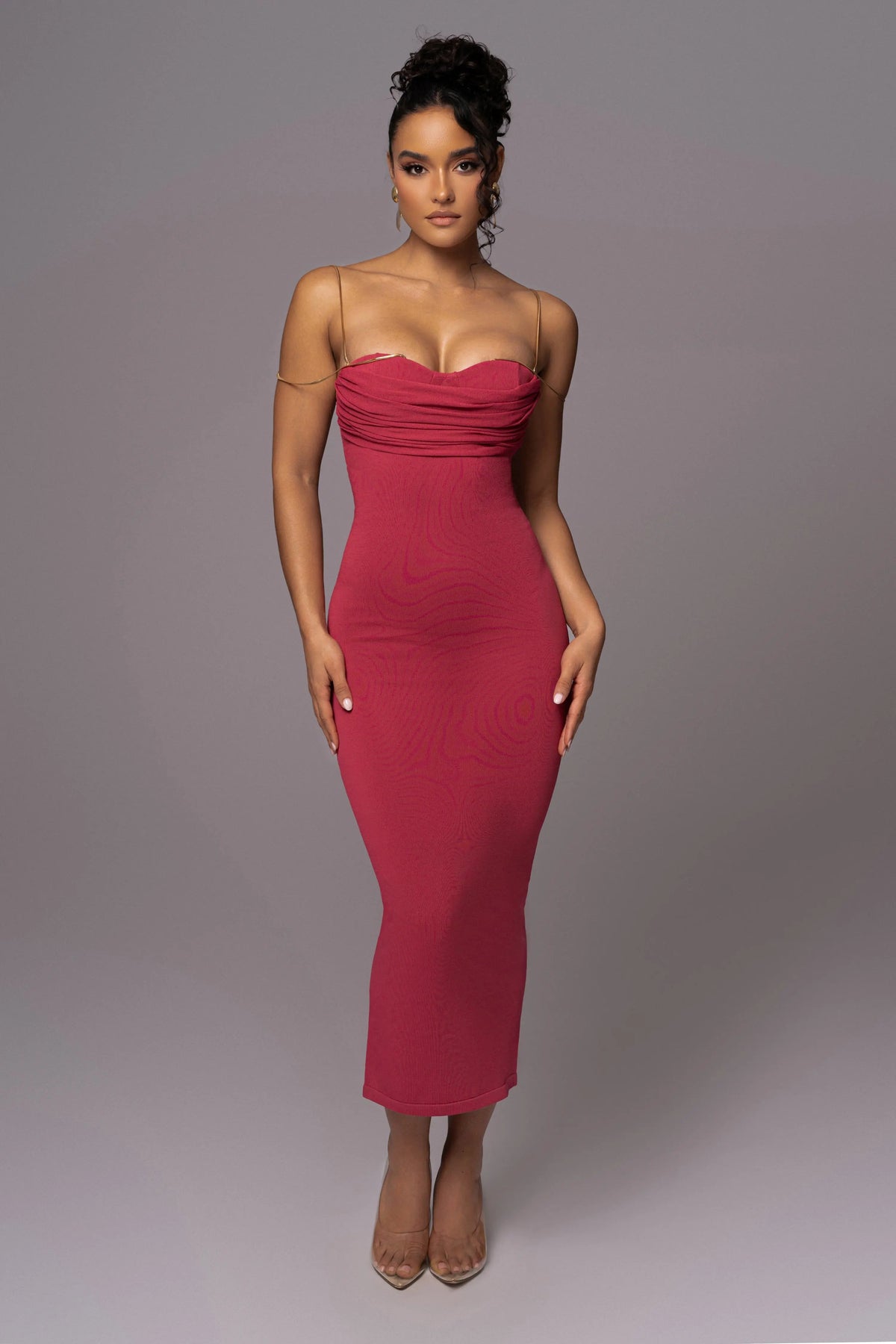 Pink La Lune Drape Midi Dress