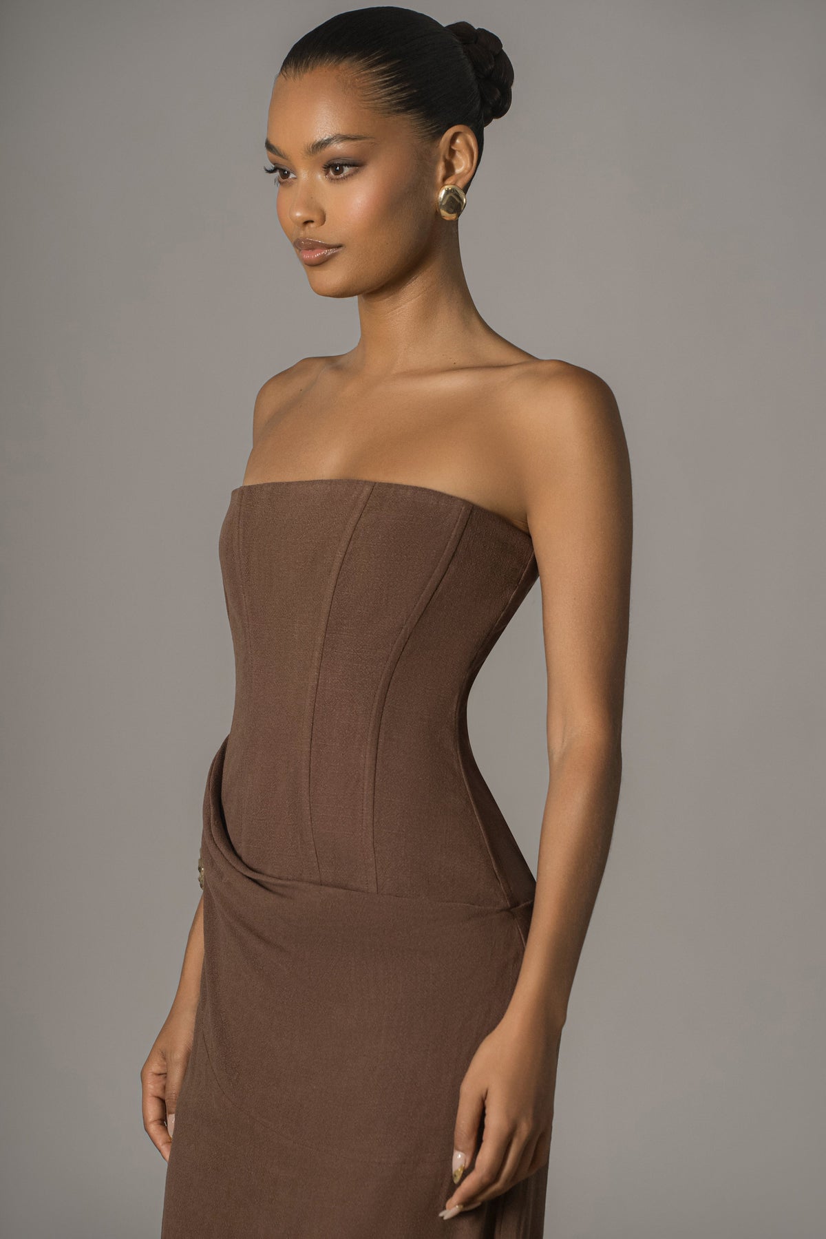 Chocolate Journey Linen Maxi Dress