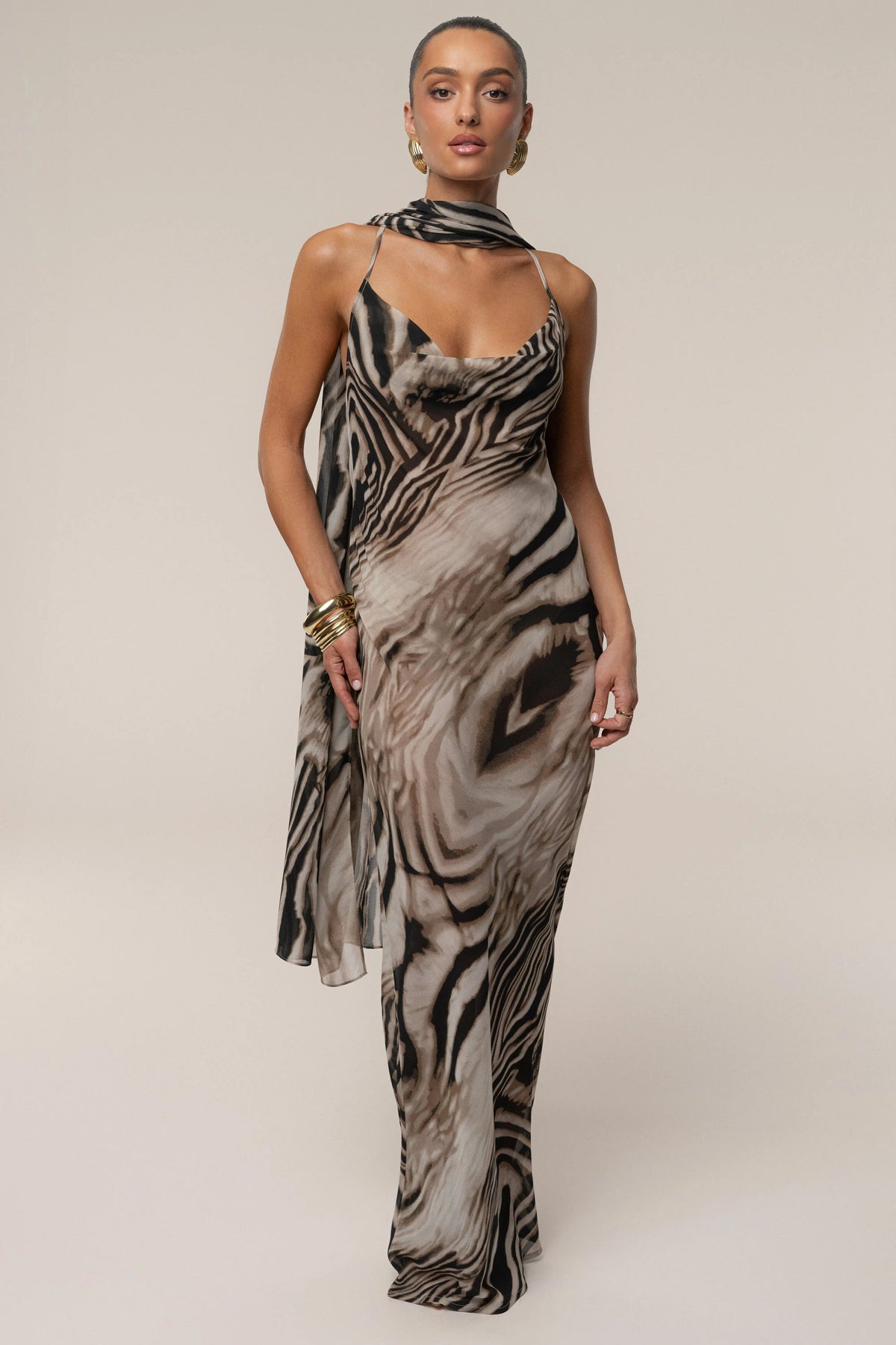 Brown Zebra Print Infinite Journey Maxi Dress