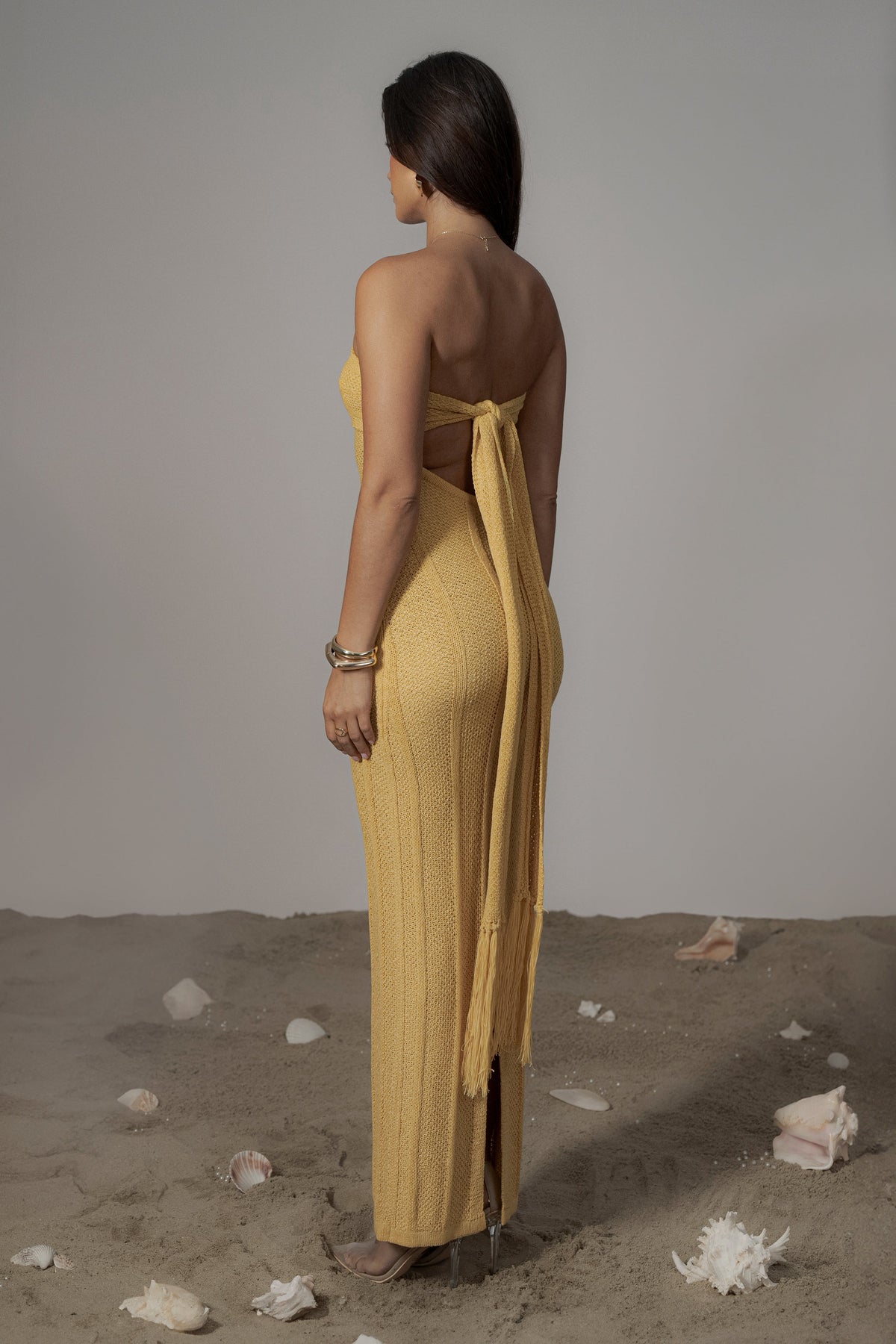 Yellow Blanca Strapless Maxi Dress