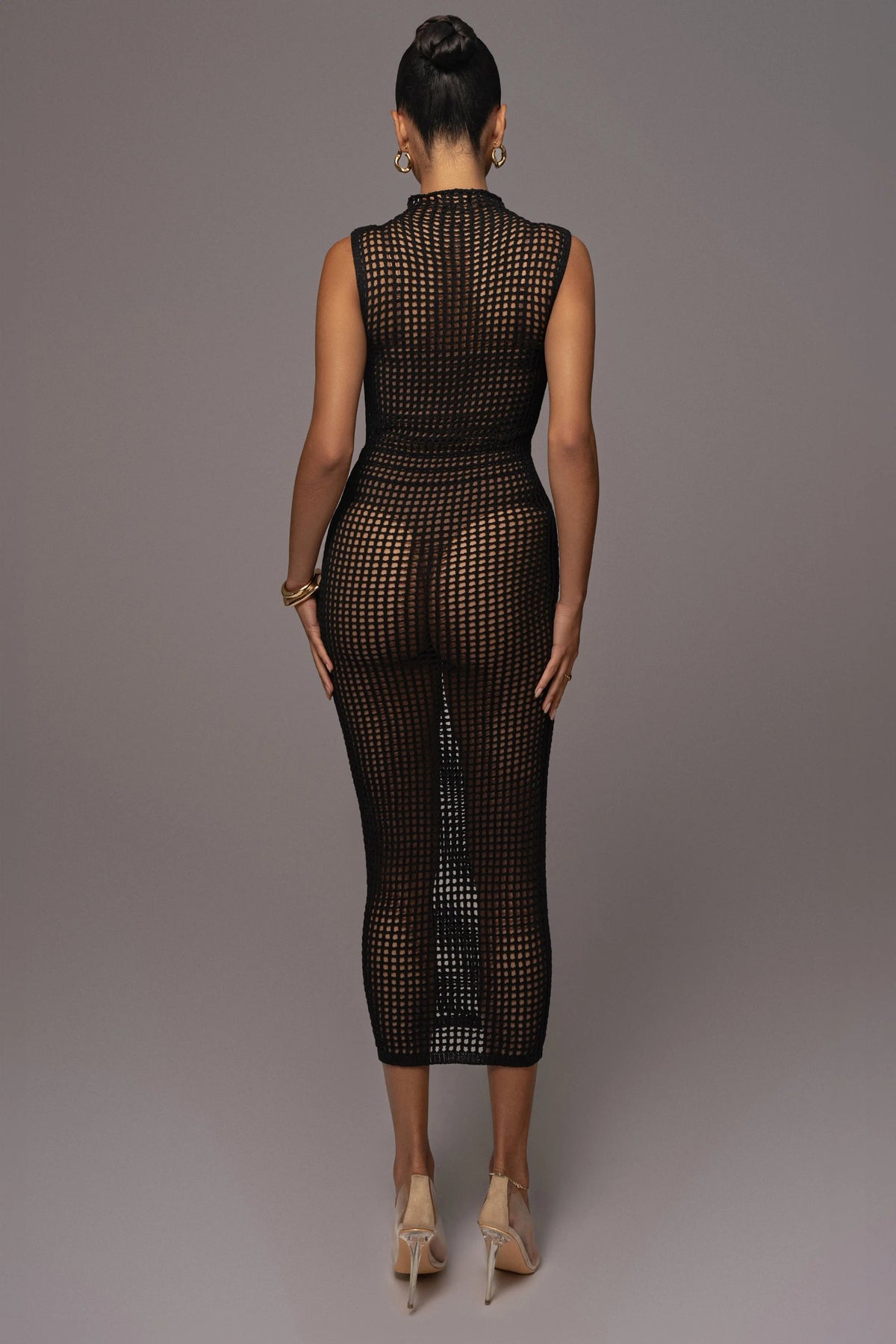 Black Pacific Tides Crochet Maxi Dress