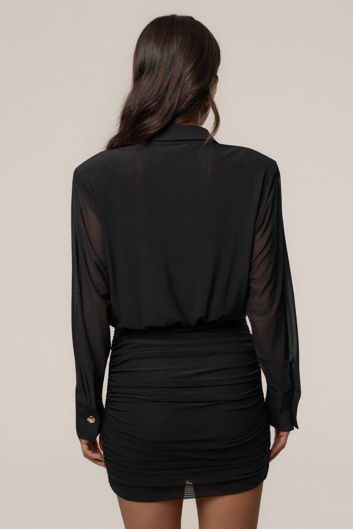 Black Leah Plunge Mini Dress