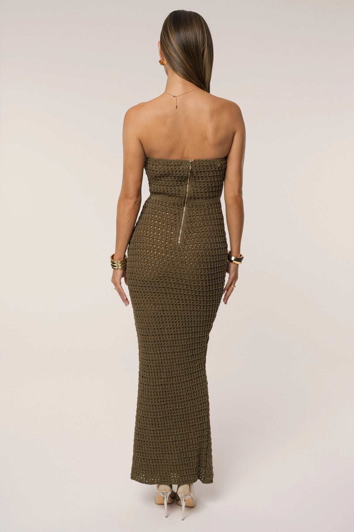 Olive Deep Sea Crochet Maxi Dress