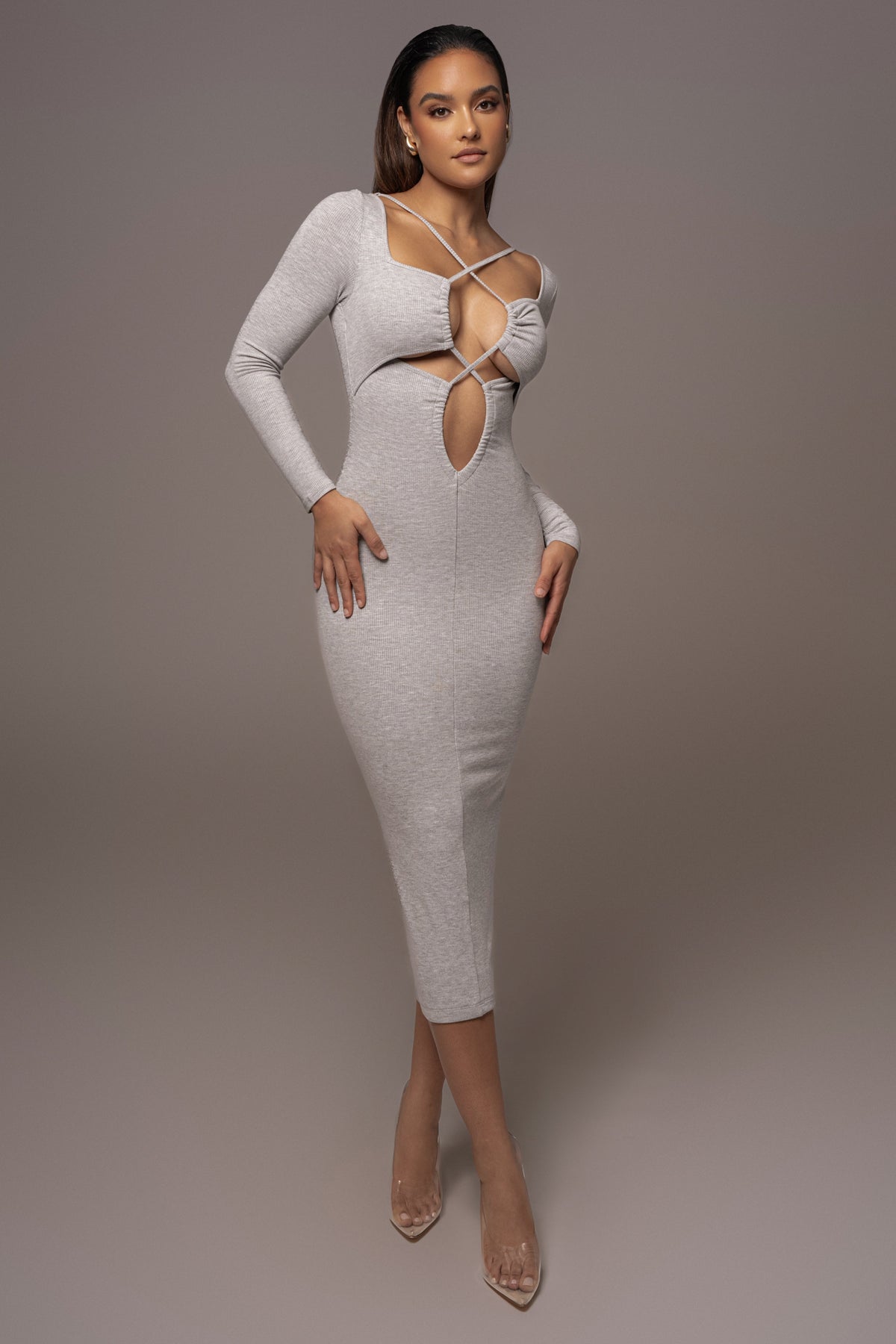 Grey Mesmerize Midi Dress